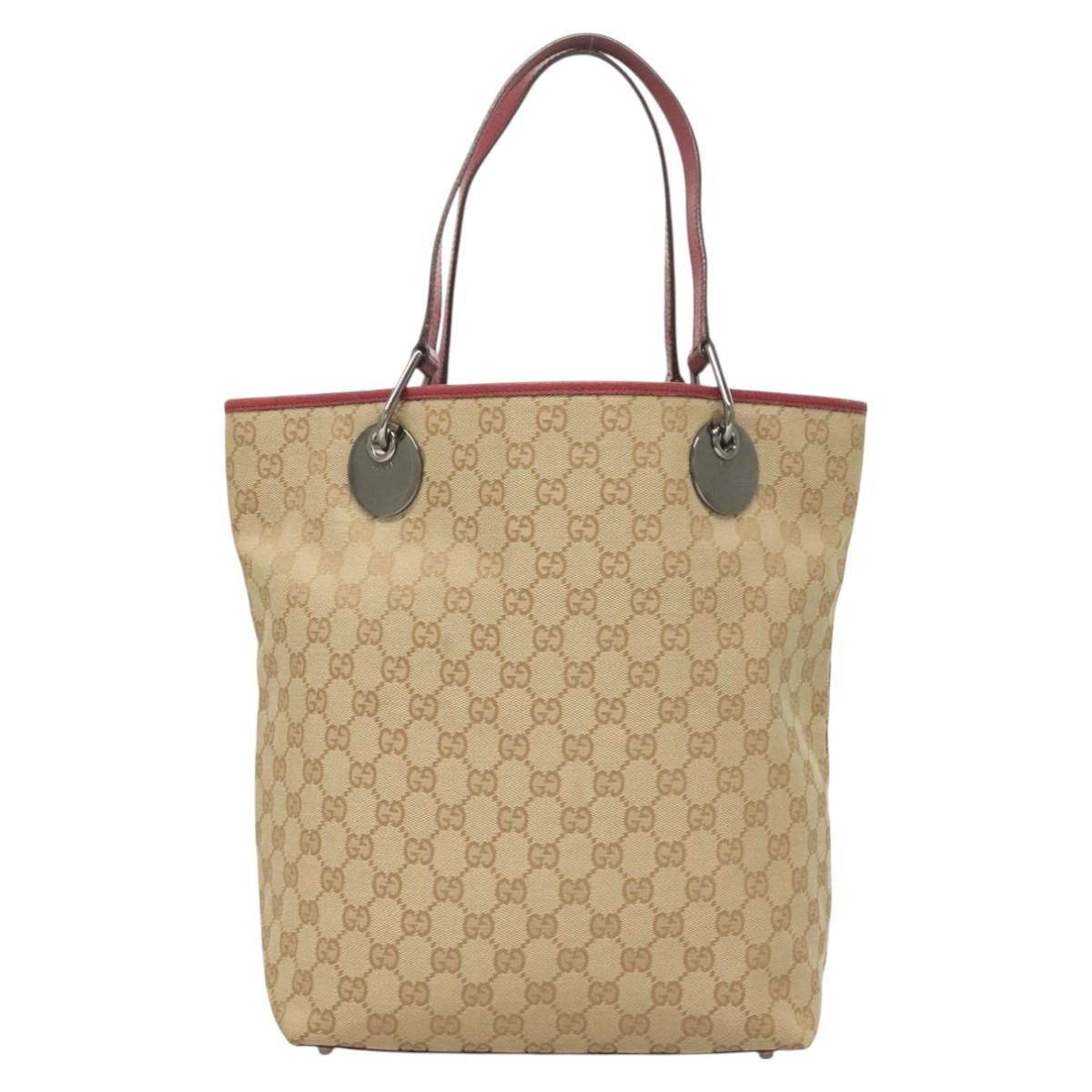 Gucci GUCCI GG Canvas Tote Bag Beige Silver Size ONE SIZE - 2 Thumbnail
