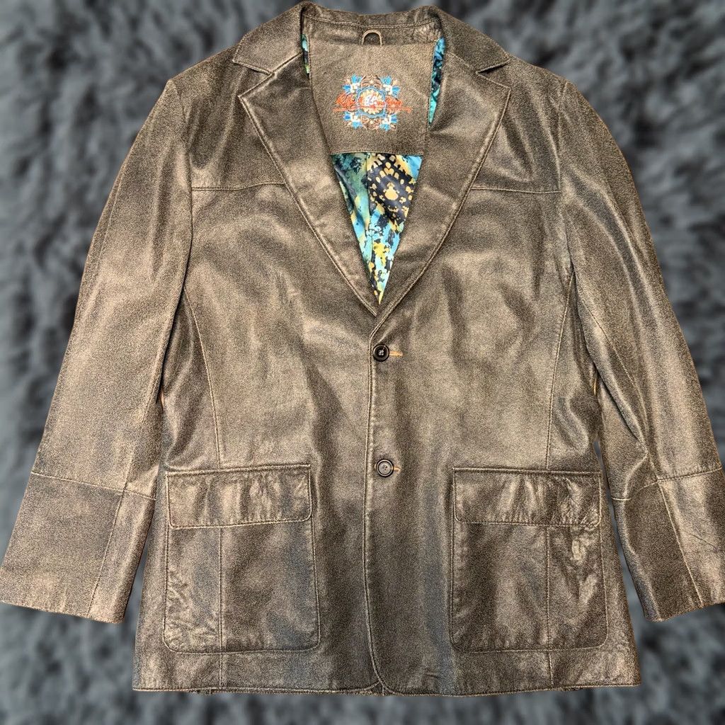 Robert Graham Robert Graham Gray Leather Jacket Men’s 42/52 Lined Casual Jacket Mens Regular Size 42/52 Gray Leather Button Logo Vintage No Size US XS / EU 42 / 0 - 1 Thumbnail