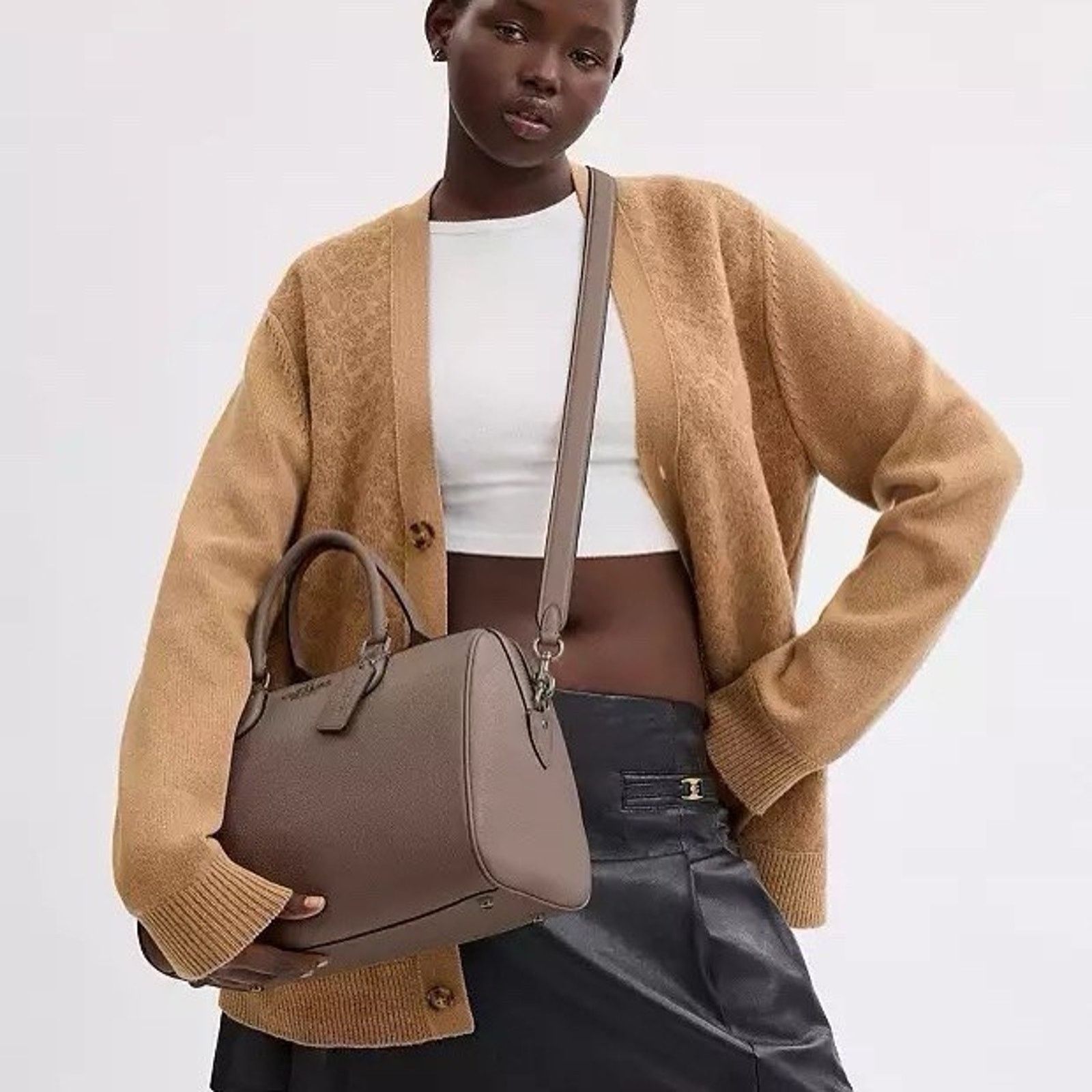 Coach NWT Coach Rowan Large Satchel Bag CV960 Qb/Dark Stone Size ONE SIZE - 8 Thumbnail