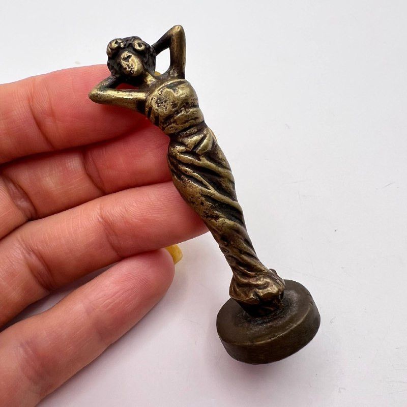 Vintage Antique Bronze Lady Figurine Wax Seal Stamp Art 6.5cm Size ONE SIZE - 1 Thumbnail