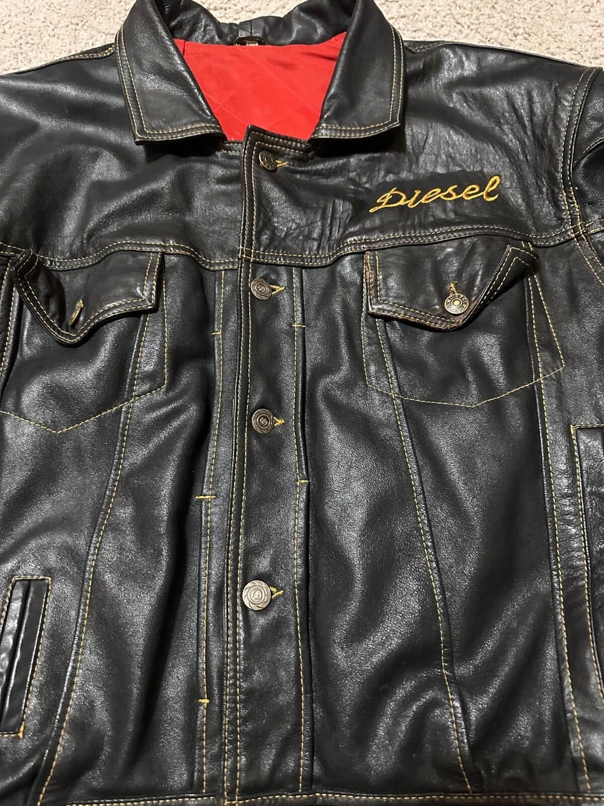 Diesel 90s Vintage Diesel Embroidery Leather Bomber Jacket Sz M Size US M / EU 48-50 / 2 - 7 Thumbnail