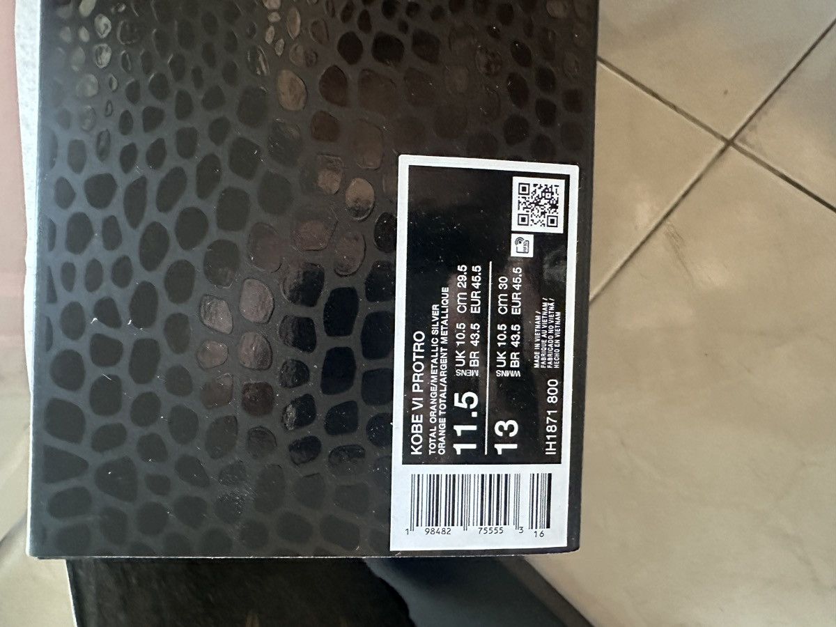 Nike Nike Kobe Protro VI “Total Orange” 11.5US DSWT Size US 11.5 / EU 44-45 - 5 Thumbnail