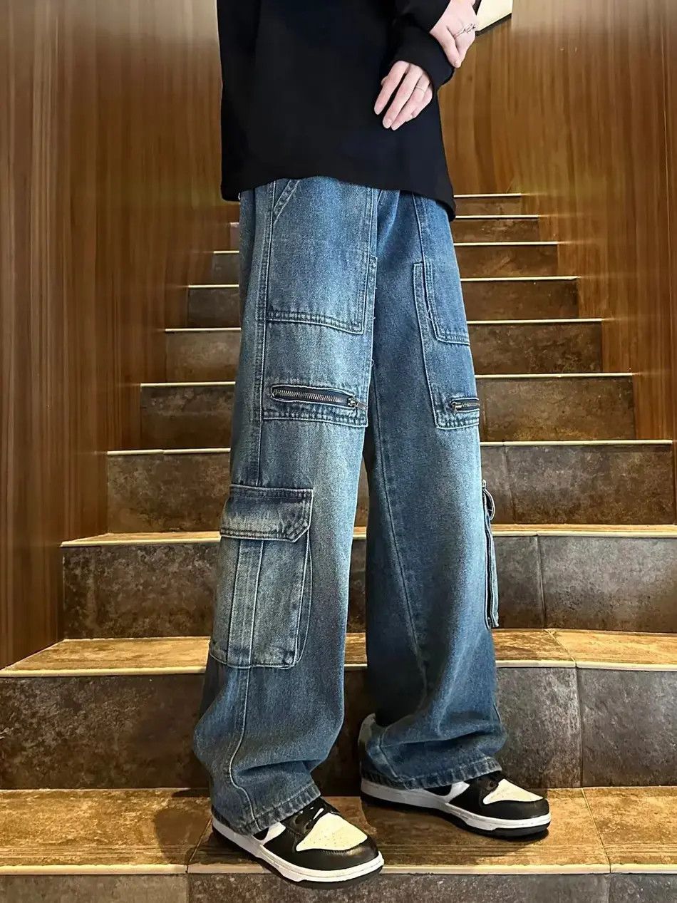 Japanese Brand Retro pocket straight leg wide leg jeans Size US 30 / EU 46 - 1 Thumbnail