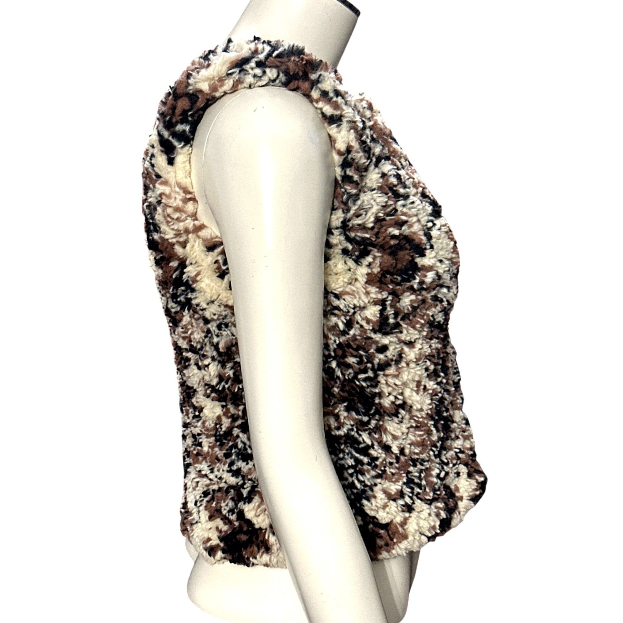 Other CCC Faux Fur Girls Fluffy Cozy Open Front Brown Black Cream Size XXS / US 00 / IT 34 - 4 Thumbnail
