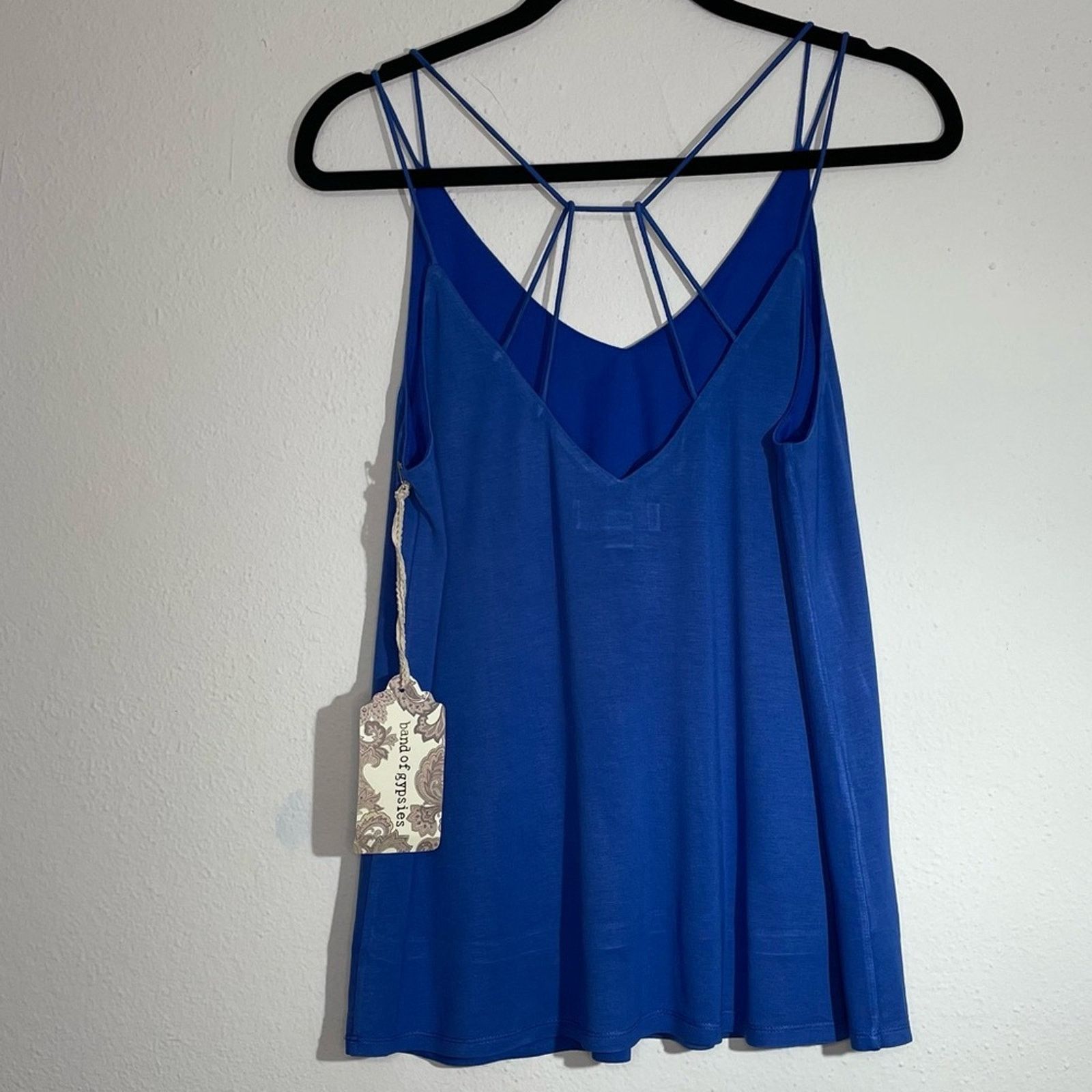 Other Band of Gypsies Blue V-Neck Strappy Back Tank Top Small NWT Size S / US 4 / IT 40 - 6 Thumbnail