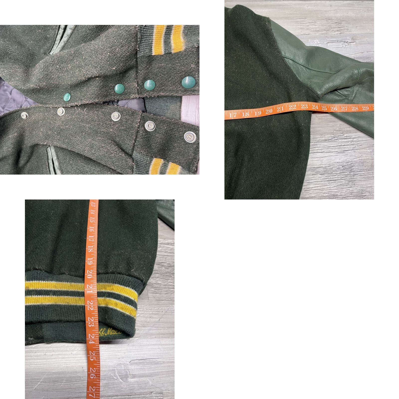 Vintage DeLONG Varsity Jacket Wool / Leather ISA Made Green Yellow Green Bay Packers 40 Mens Jacket Vintage 70s 80s 90s Size US XXS / EU 40 - 9 Thumbnail