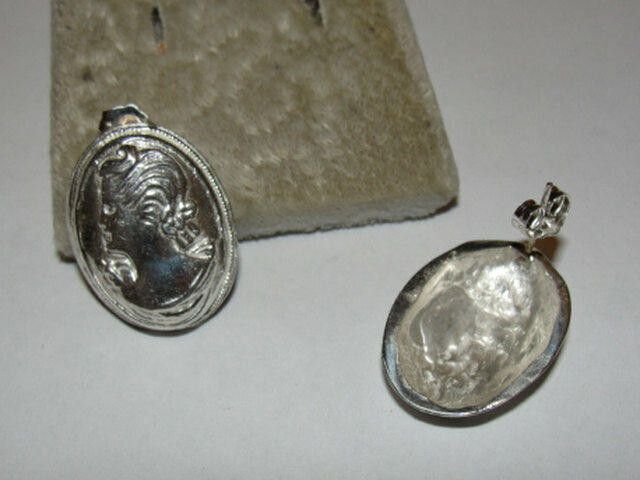 Handmade Sterling Silver Art Nouveau Inspired Cameo Earrings Size ONE SIZE - 6 Thumbnail