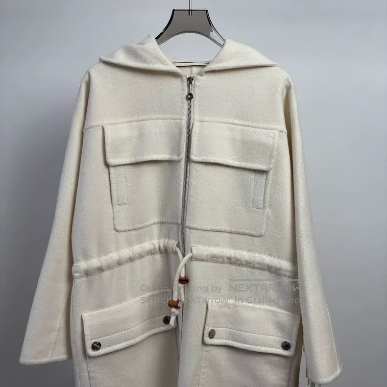 Hermes Hermes Pure White Fringe Cashmere Coat Size XXS / US 00 / IT 34 - 6 Thumbnail