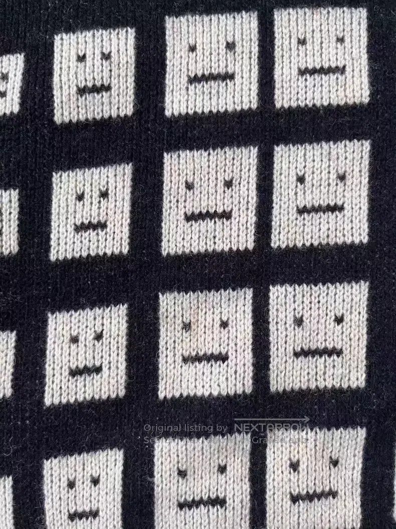 Acne Studios Acne Studios Smiley Face Patterned Check Knit Sweater Size US XS / EU 42 / 0 - 3 Thumbnail