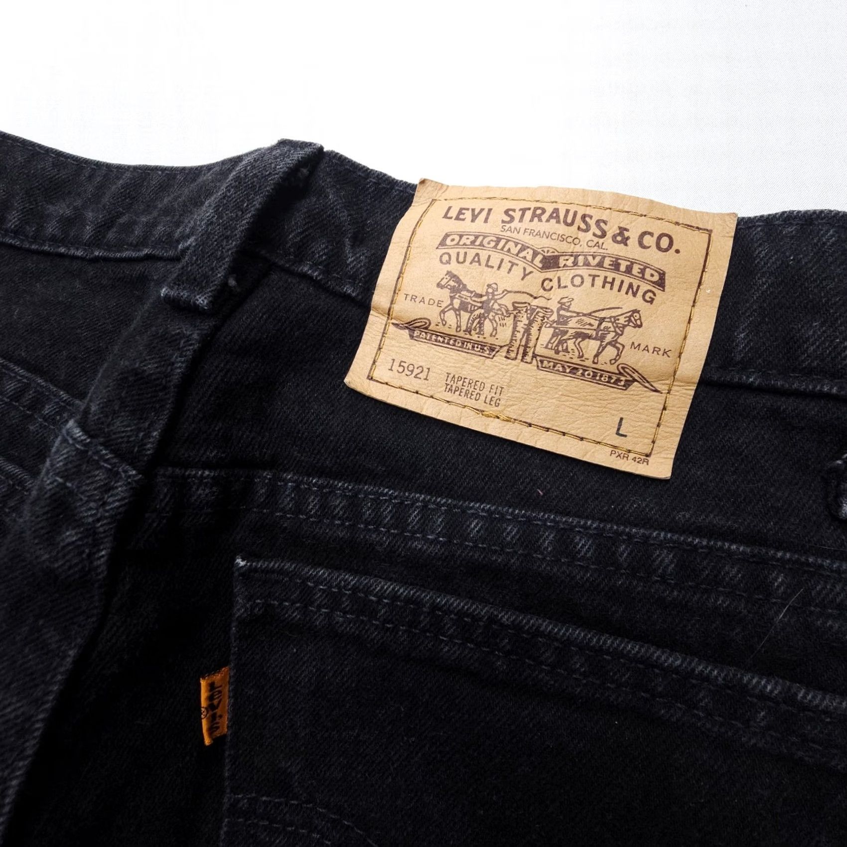 Levi's VINTAGE Levi's Jeans Womens 12 Long Black 90s USA 921 Tapered Orange Tab 5-Pocket Denim Size 34" / US 12 / IT 48 - 6 Thumbnail
