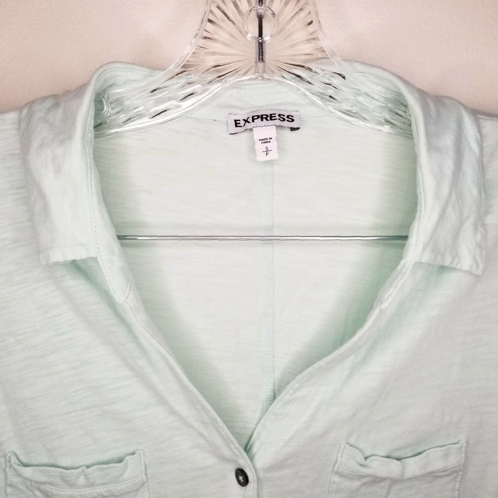 Express EXPRESS Shirt Womens Green 3/4 Sleeve Button-Up Size S Size S / US 4 / IT 40 - 3 Thumbnail