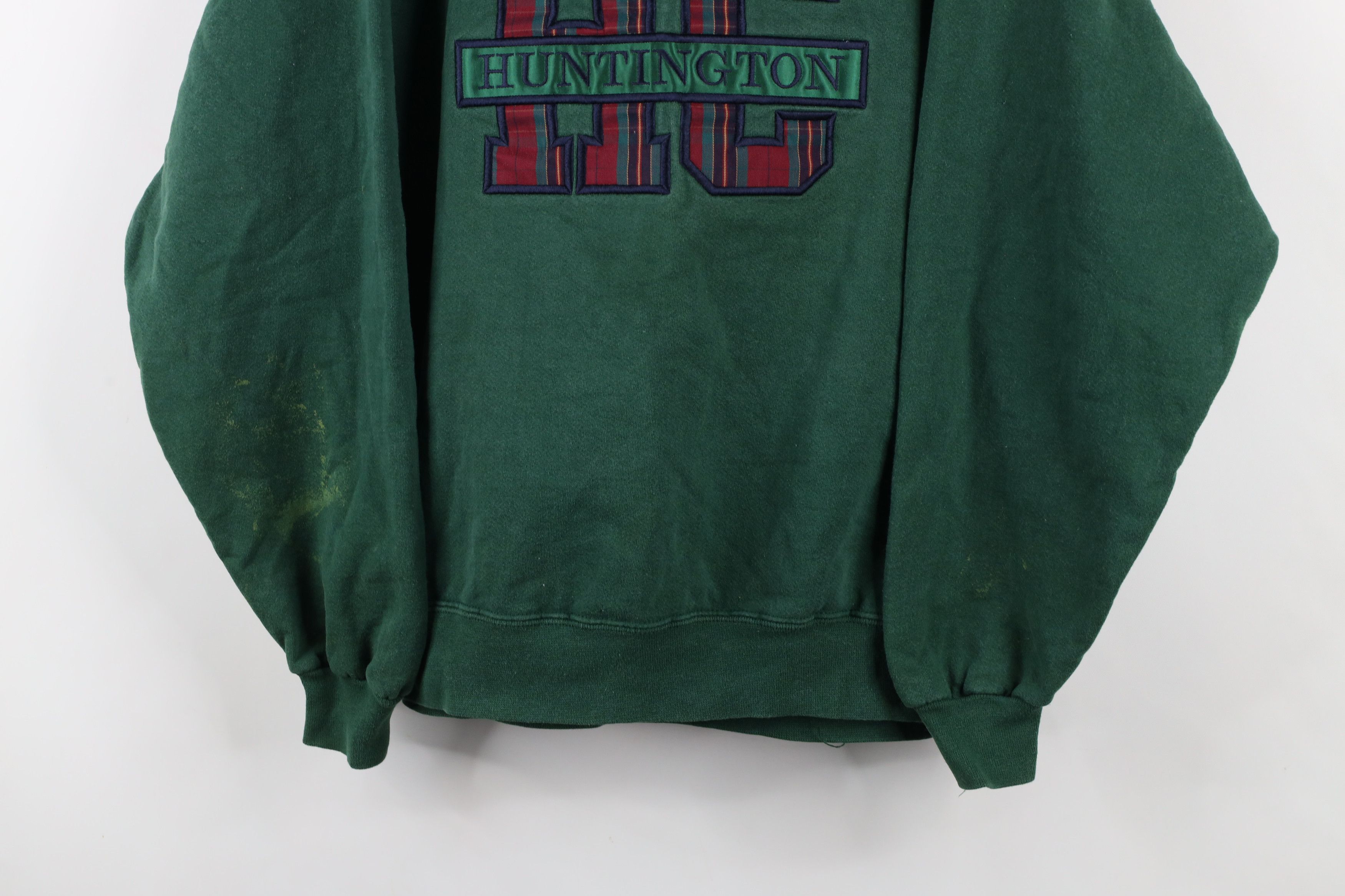Vintage Vintage 90s Streetwear Huntington Sweatshirt Green USA Size US L / EU 52-54 / 3 - 3 Thumbnail