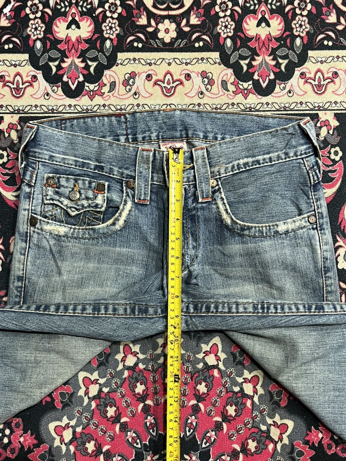 True Religion Vintage True Religion Blue Washed Distressed Flare Jeans Size US 28 / EU 44 - 13 Thumbnail