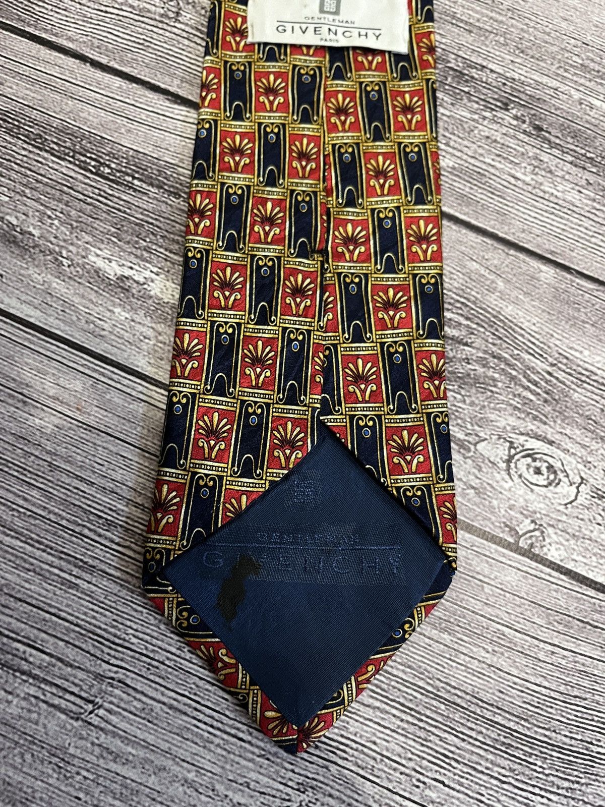 Givenchy Givenchy Silk Tie – Red & Navy Geometric Pattern Size ONE SIZE - 5 Thumbnail