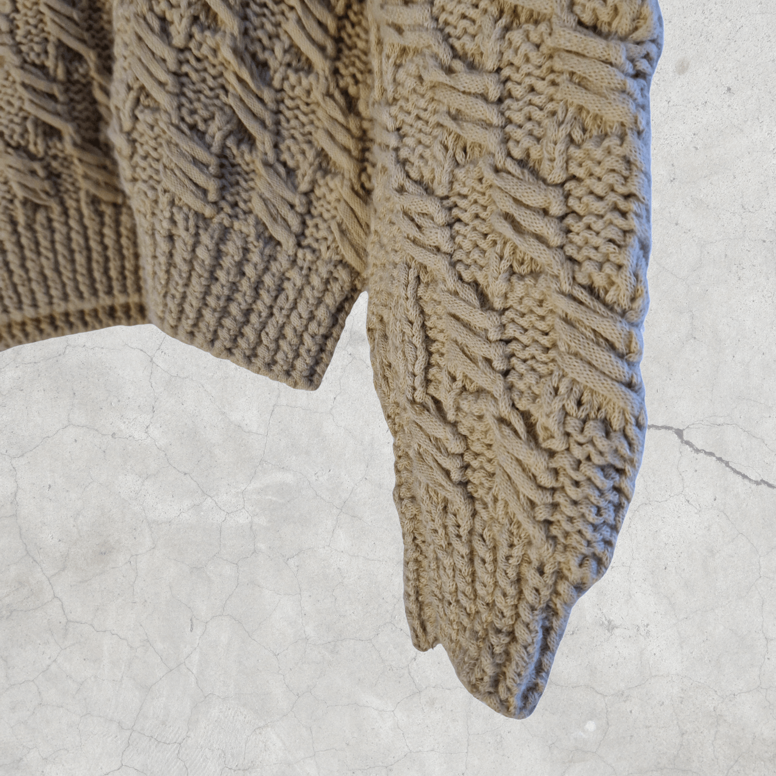 Handmade × Vintage HANDMADE VINTAGE Cable Knit Beige Jumper Chunky Sweater Size M / US 6-8 / IT 42-44 - 5 Thumbnail