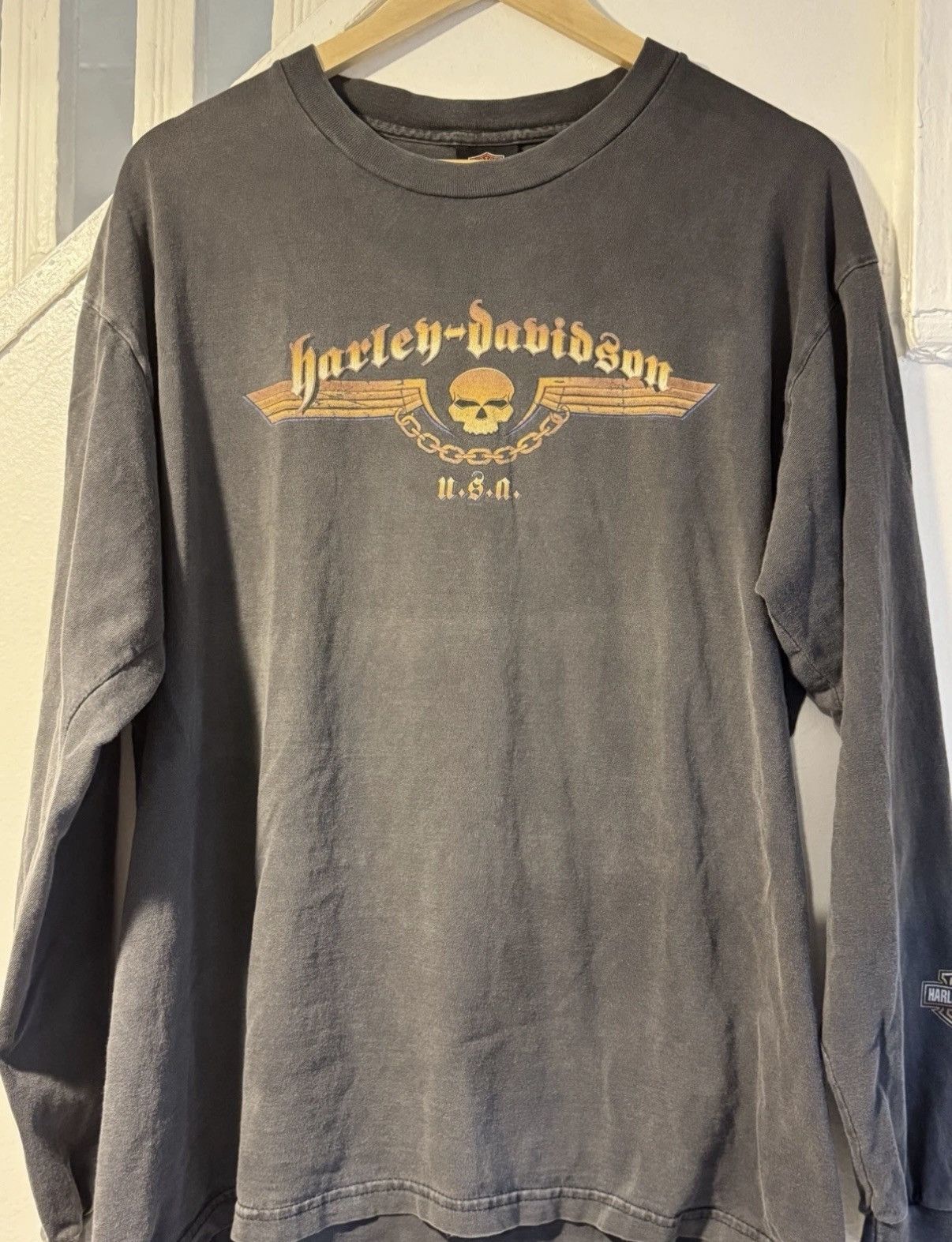 Harley Davidson Vintage Harley-Davidson Kuwait Long Sleeve Skull Chain Size US M / EU 48-50 / 2 - 1 Thumbnail