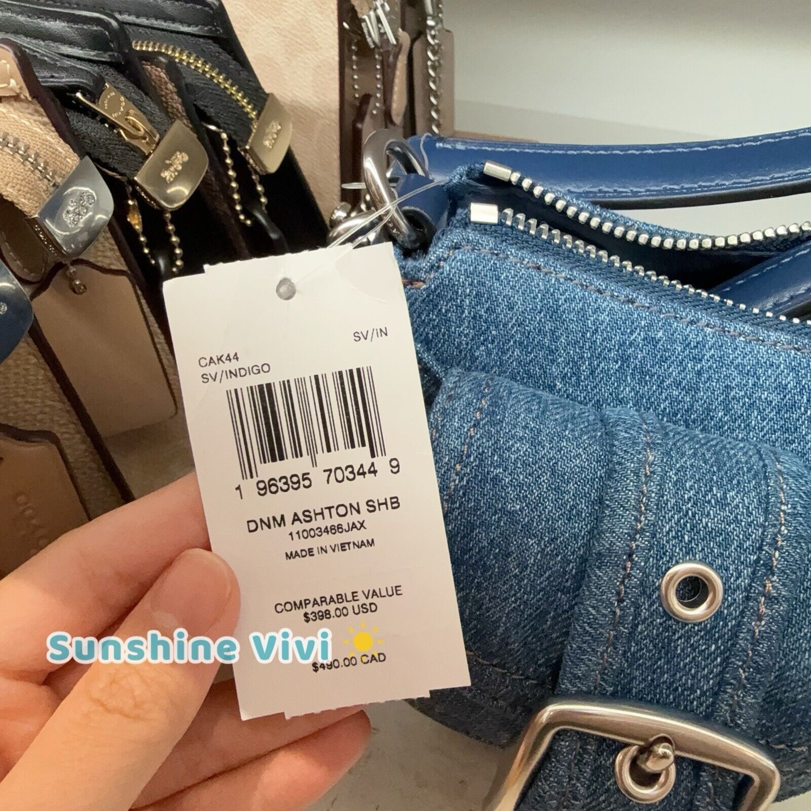 Coach NWT Coach Ashton Bag In Signature Denim CAK44 Silver/Indigo Size ONE SIZE - 5 Thumbnail