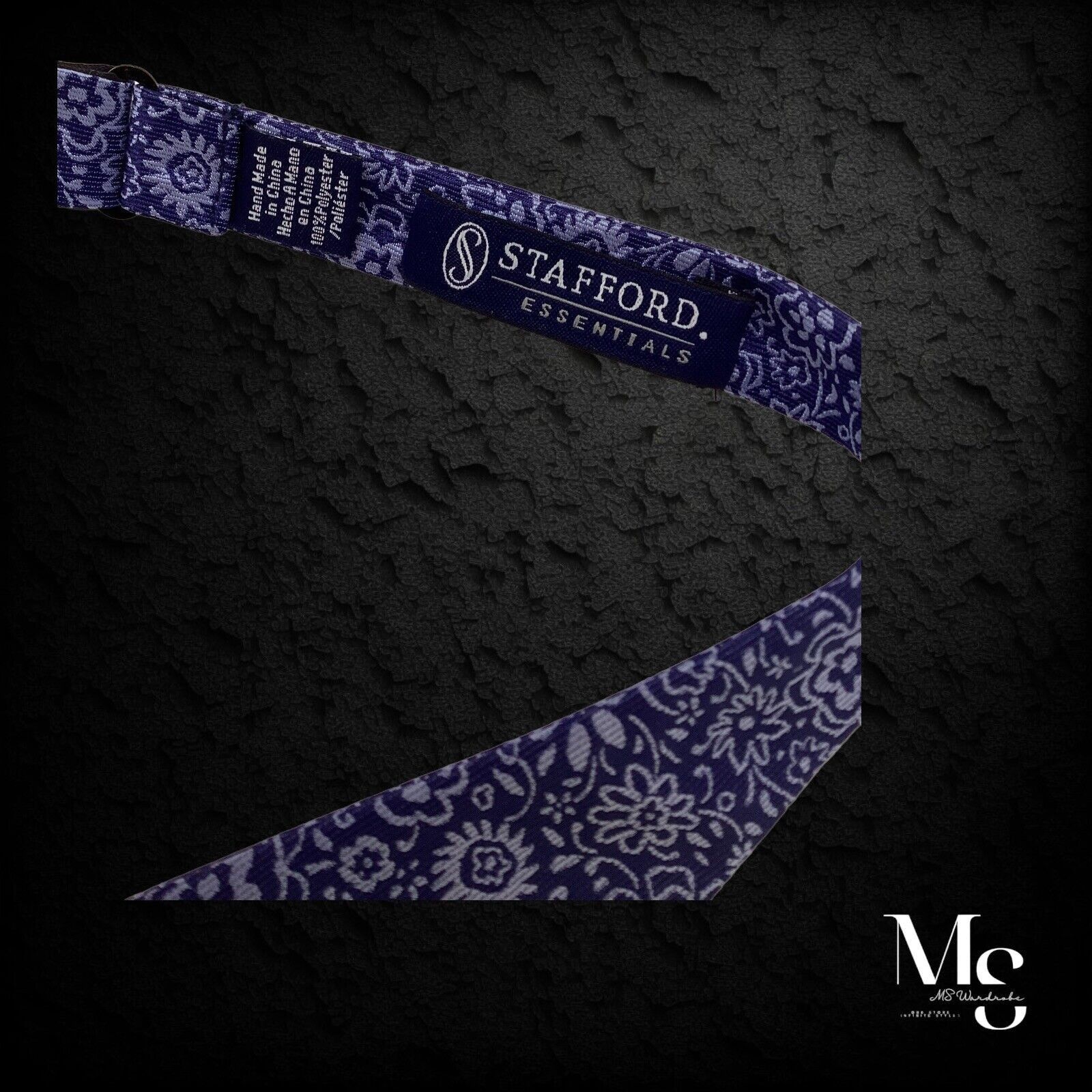 Stafford STAFFORD Blue Floral Adjustable Self Bow Tie Hand Made Polye Size ONE SIZE - 3 Thumbnail