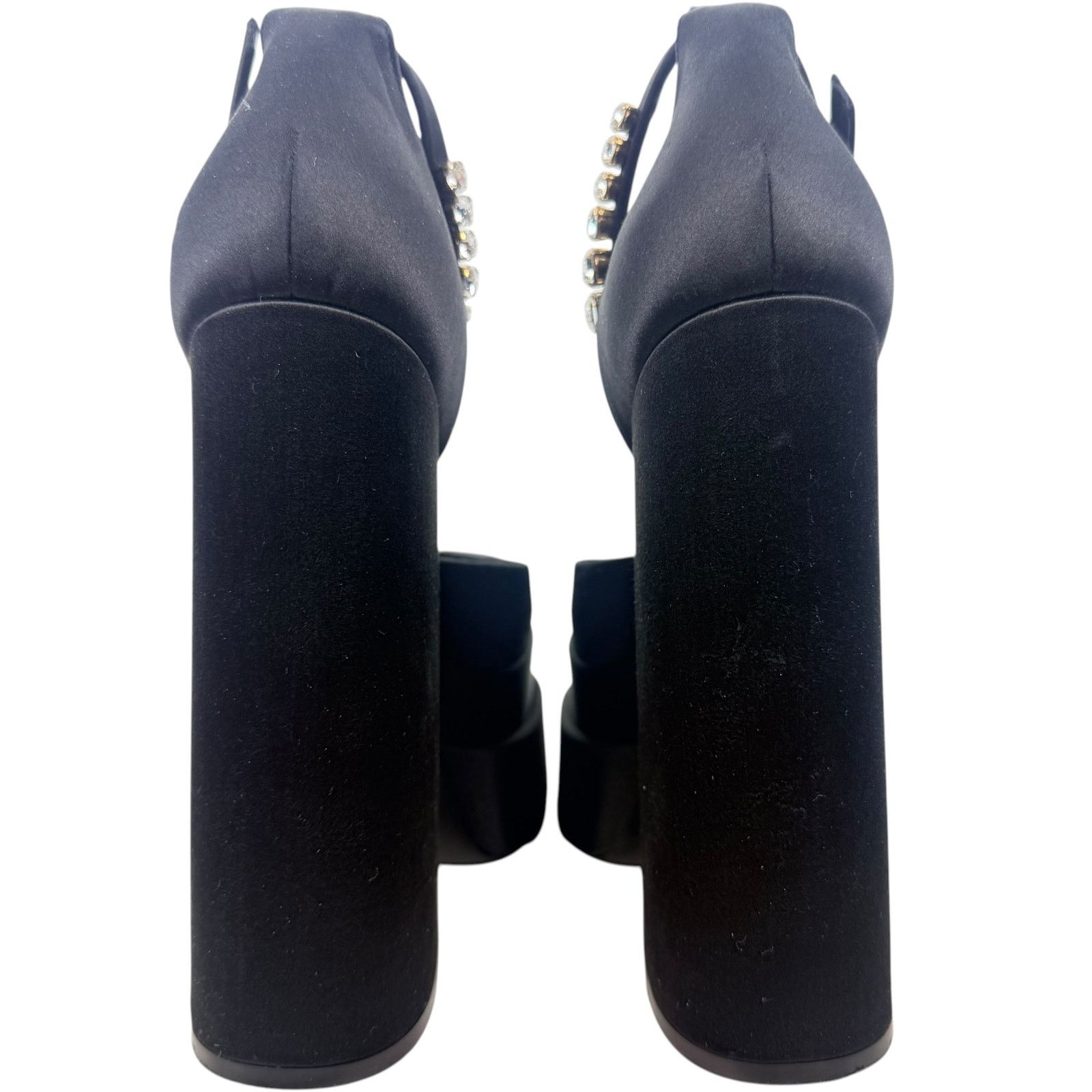 Versace Versace Aevitas Medusa Crytals Satin Platform Pumps Black Size US 8.5 / IT 38.5 - 5 Thumbnail