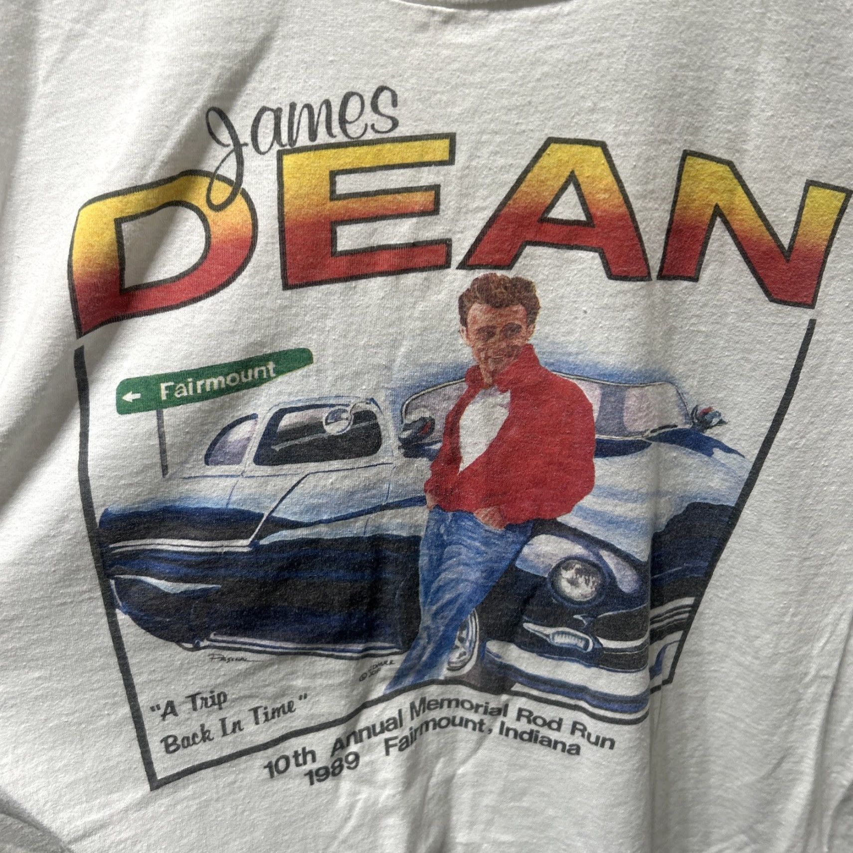Vintage VINTAGE James Dean 80s Single Stitch T-Shirt XL White Men Crew Neck Short Sleeve Stars Cars Womens Mens Size US XL / EU 56 / 4 - 3 Thumbnail