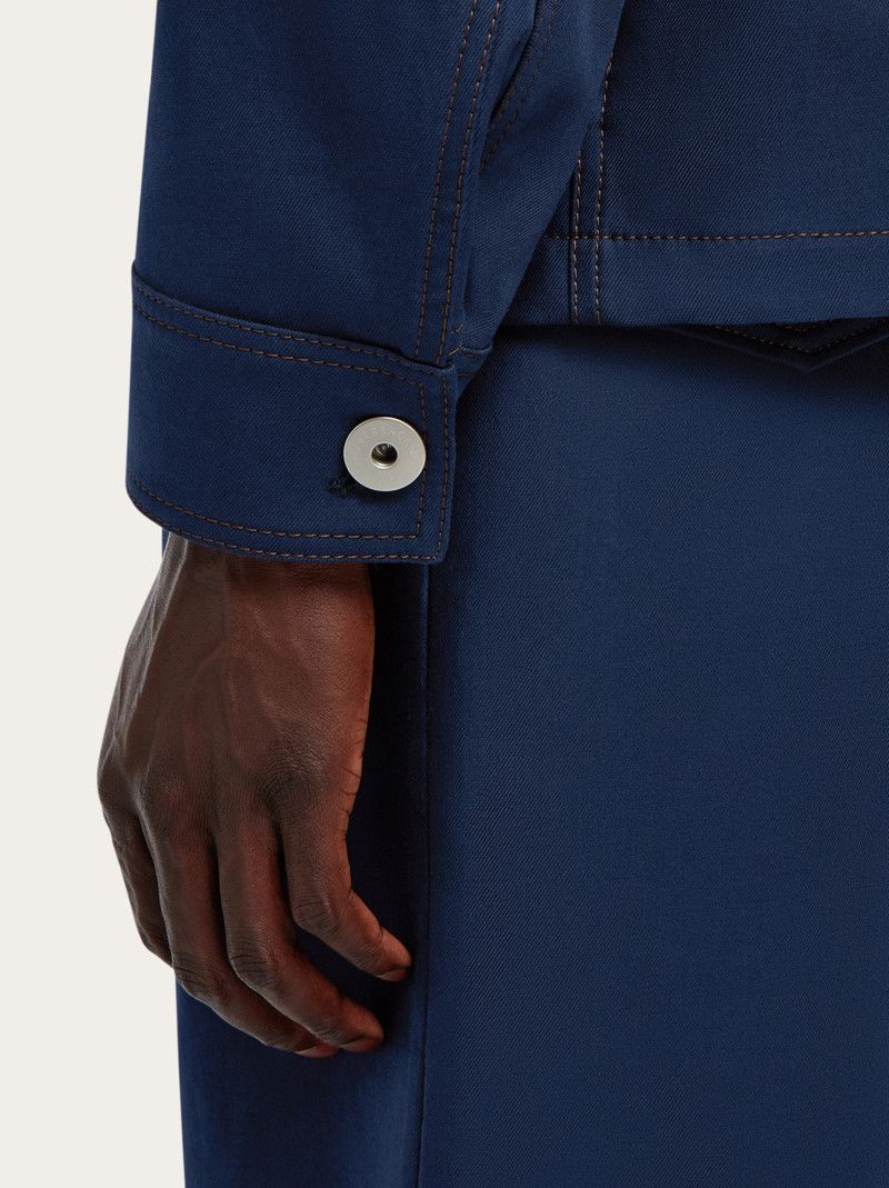 Salvatore Ferragamo o1s1rm0126 Denim Hooded Blouson Jacket in Blue Size US S / EU 44-46 / 1 - 7 Thumbnail
