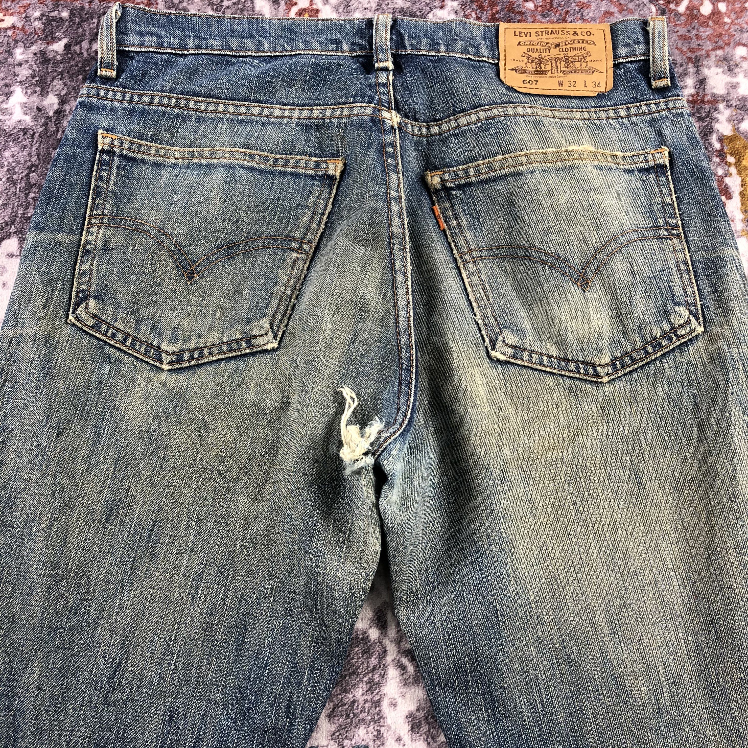 Levi's Vintage 90s Blue Wash Levis 607 Orange Tab Jeans-JM2759 Size US 32 / EU 48 - 5 Thumbnail