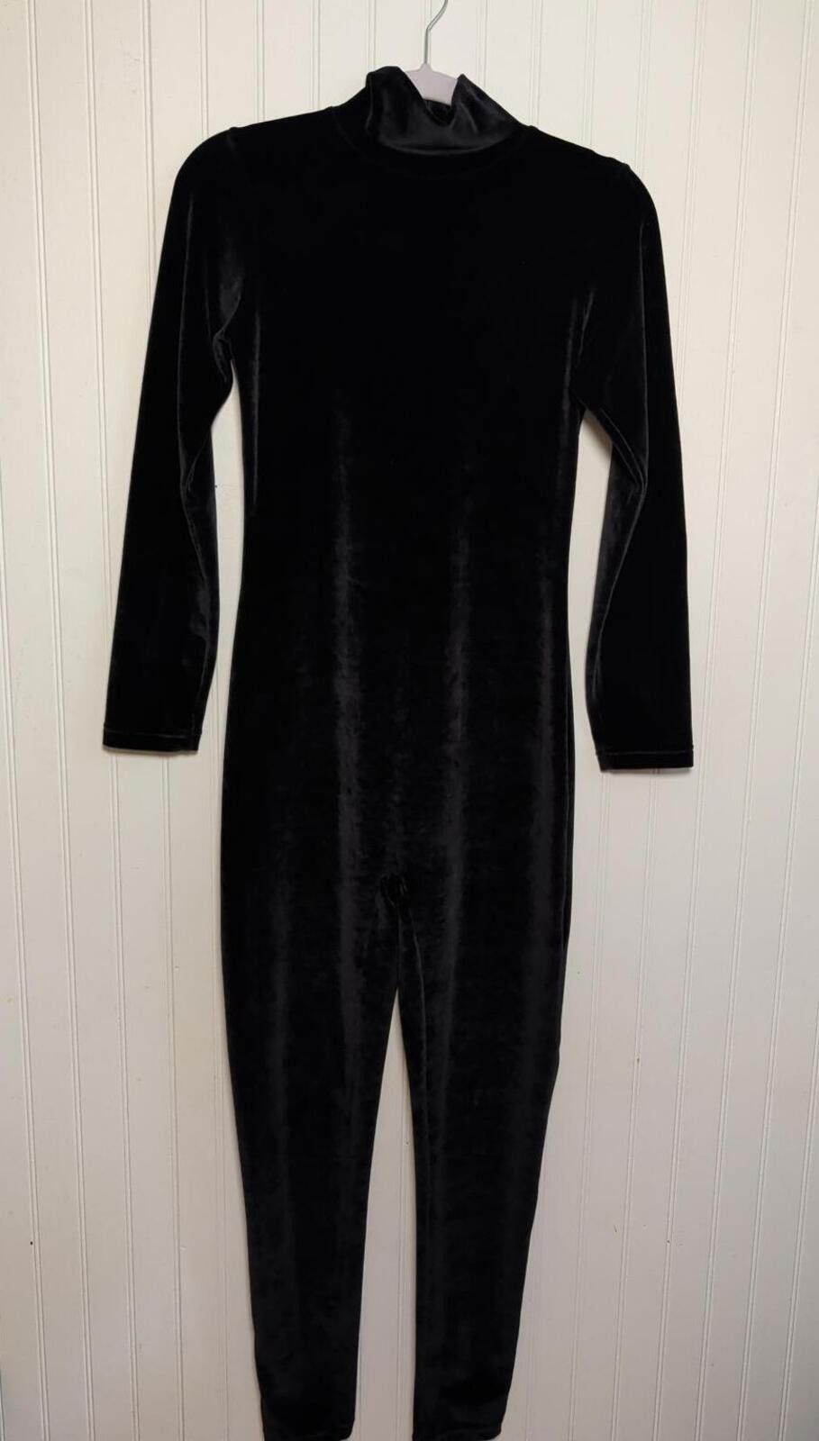 Other Vintage Moda International Black Velvet Stretch Catsuit Sz.M Size 32" / US 10 / IT 46 - 1 Thumbnail
