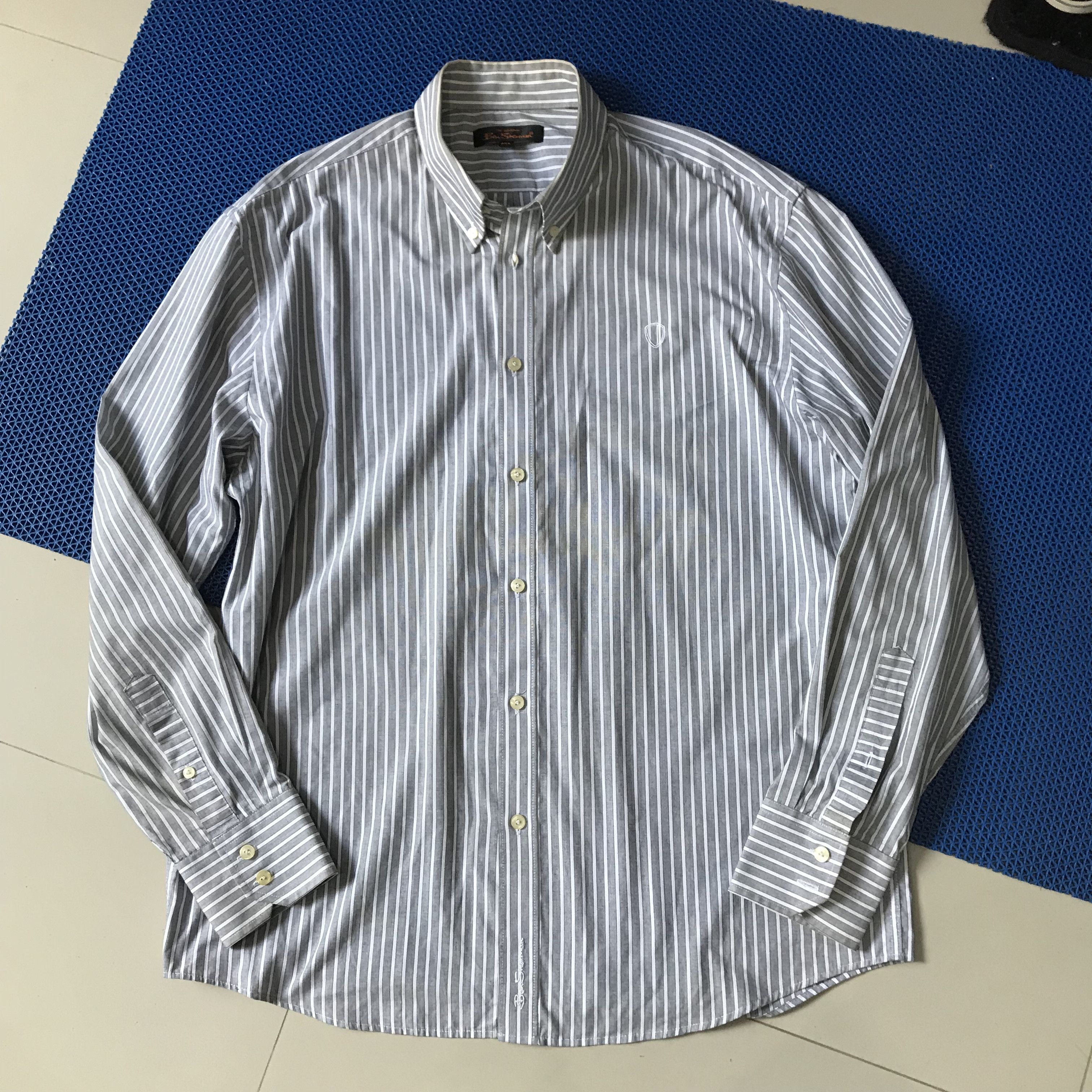 Ben Sherman × Vintage Ben Sherman Grey Stripes Shirt Button down 3 finger Colar Size US XL / EU 56 / 4 - 6 Thumbnail