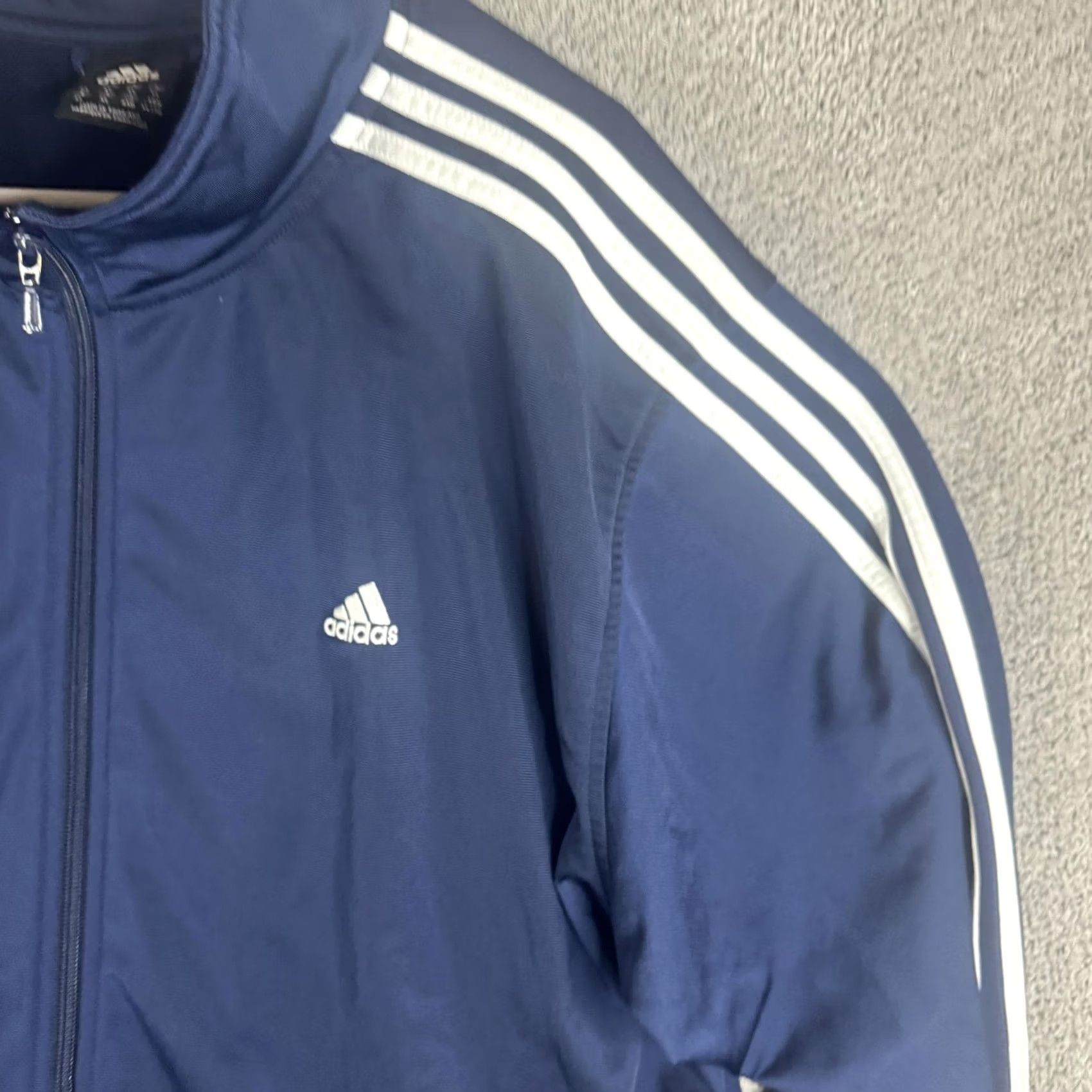 Adidas Adidas Track Jacket Mens XL Blue Full Zip 3 Stripe Collar Athletic Training Size US XL / EU 56 / 4 - 4 Thumbnail