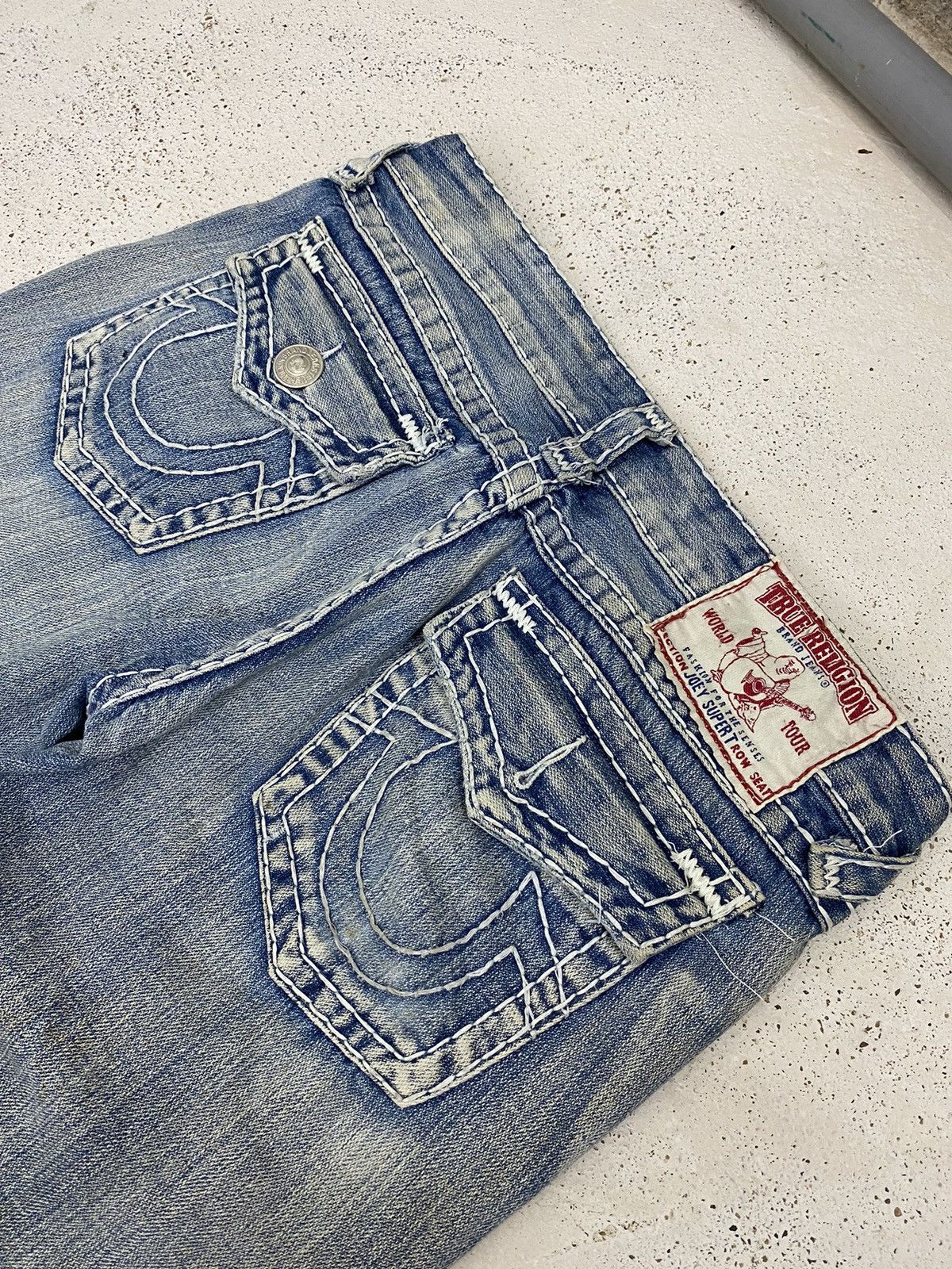 Hysteric Glamour Flare True Religion Japan Light Blue Distressed Denim Size US 31 - 14 Thumbnail