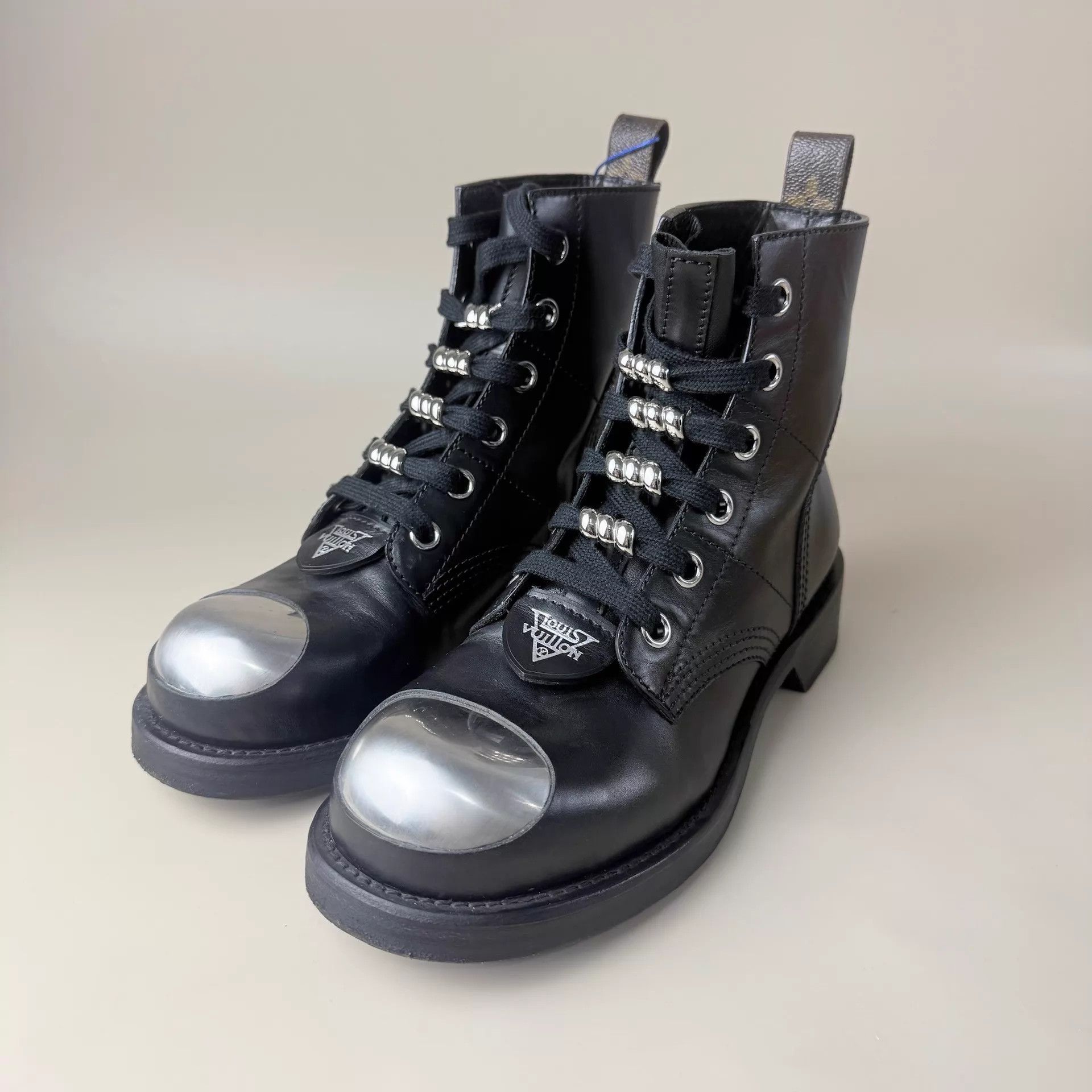 Louis Vuitton LV Black Silver Logo Runway Boots 99 New Size US 6 / IT 36 - 1 Thumbnail