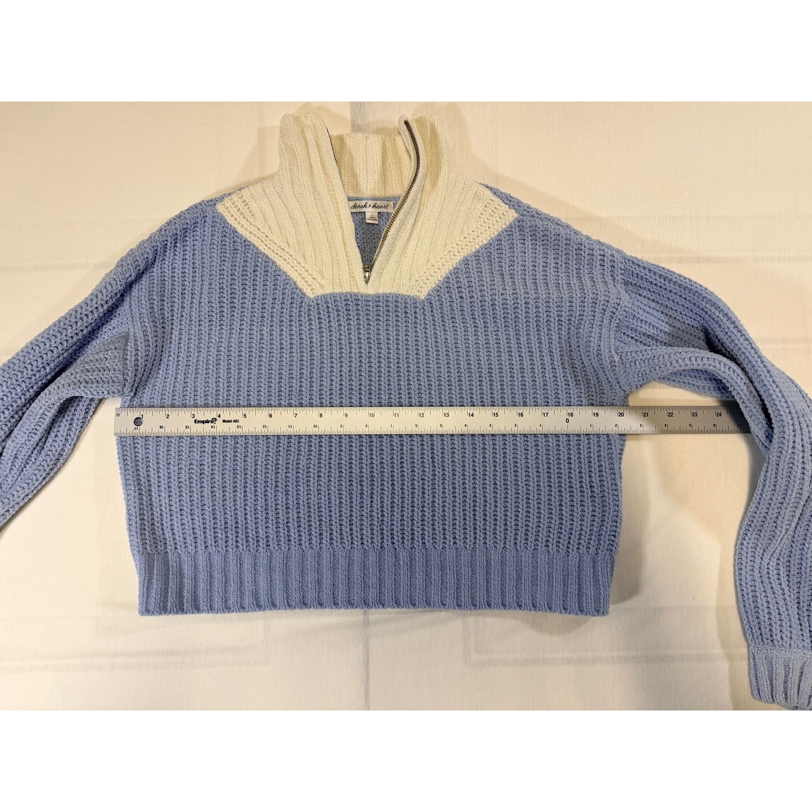 Other Derek Heart Women’s Blue & Cream Quarter Zip Sweater Size S / US 4 / IT 40 - 5 Thumbnail