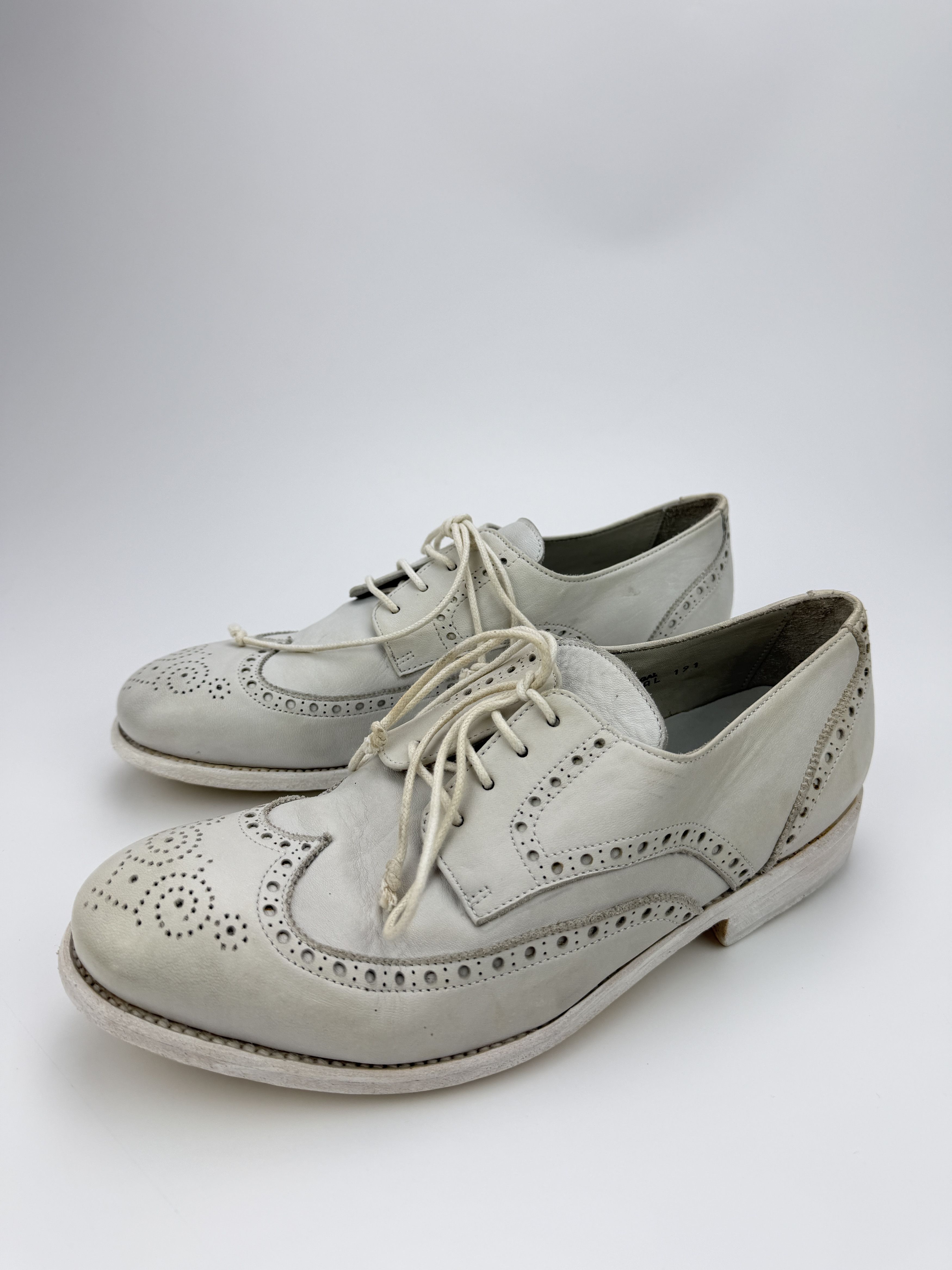The Last Conspiracy The Last Conspiracy White Leather Painted Boots Oxford Shoes Size US 11 / EU 44 - 4 Thumbnail