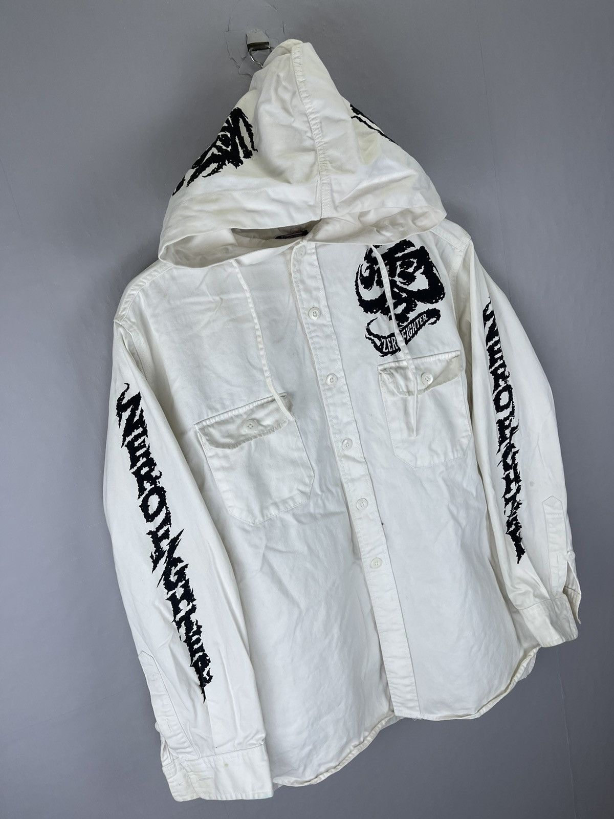 If Six Was Nine × Vintage VINTAGE ZERO FIGHTER Big Printed Army Skulls Button Hoodie Size US M / EU 48-50 / 2 - 6 Thumbnail
