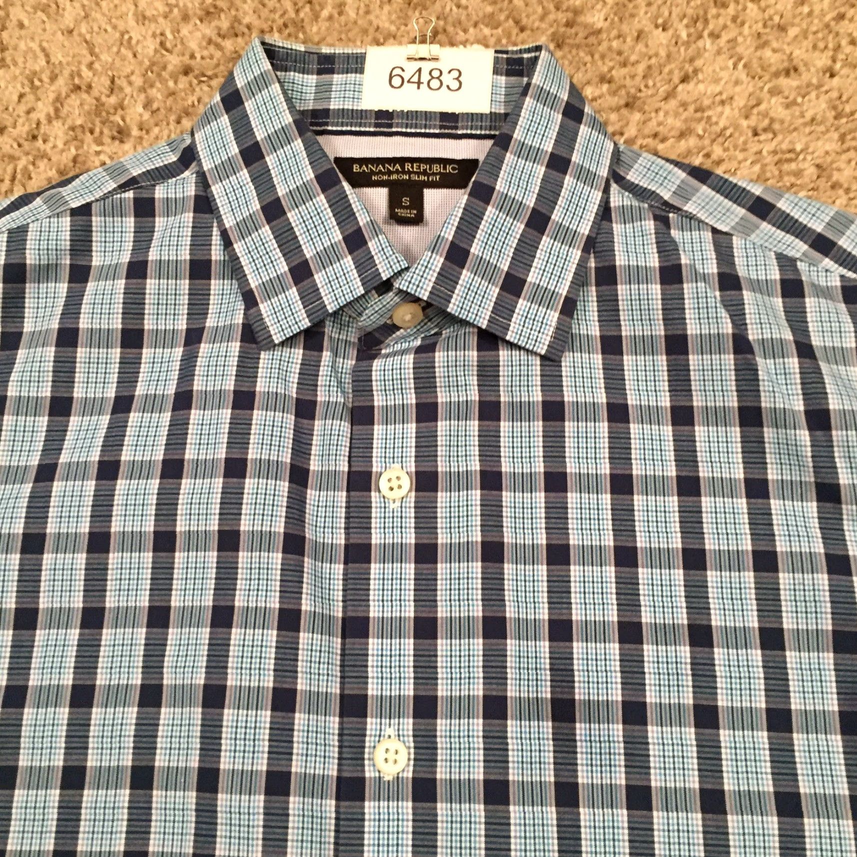 Banana Republic Banana Republic Shirt Mens Small Slim Blue Plaid Long Sleeve Button Up Size US S / EU 44-46 / 1 - 3 Thumbnail