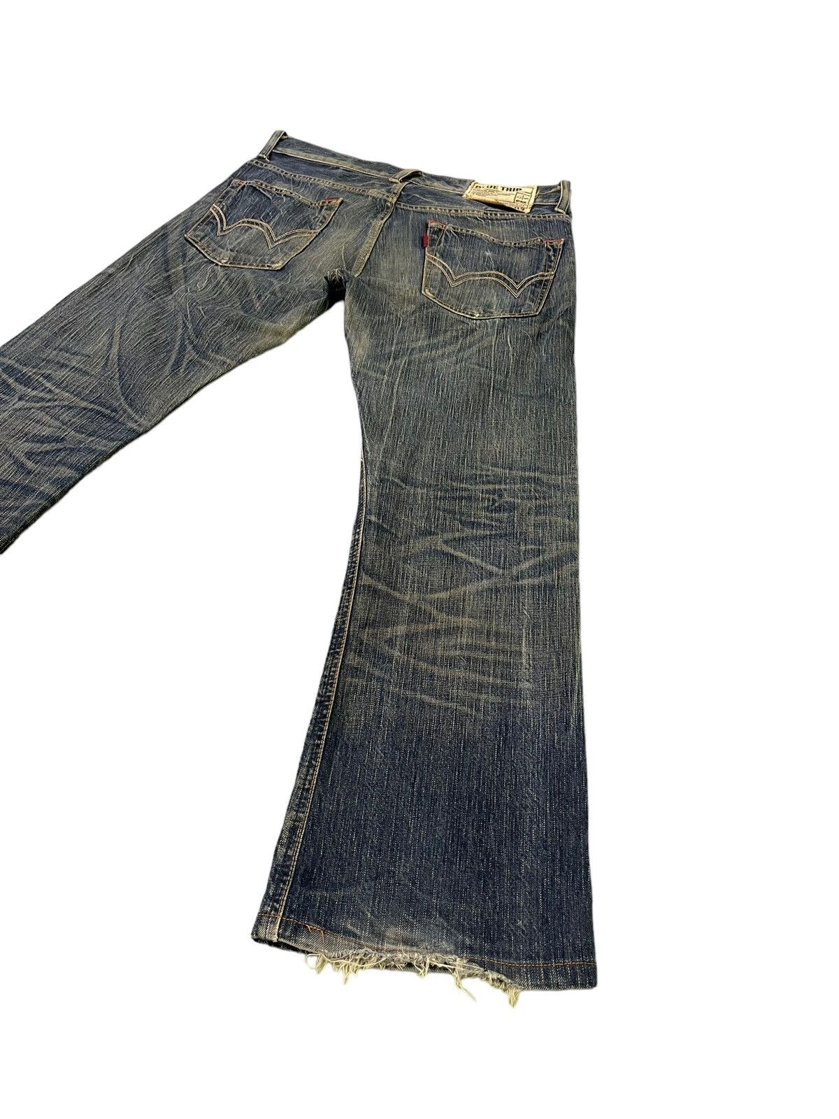 Edwin Flare Jeans Edwin Japan Faded Distress Boot Cut 8🟦0 Size US 35 - 12 Thumbnail