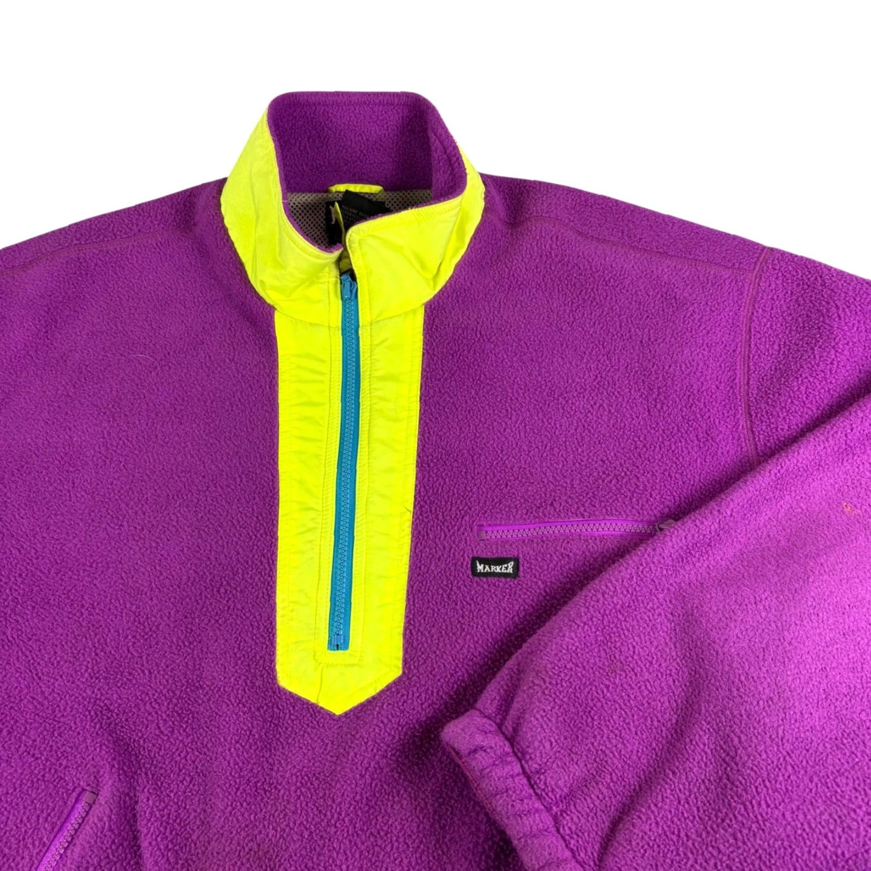 Barker VINTAGE Marker Fleece Quarter Zip Pullover Jacket Adult Men Large Purple 90s Ski Causal Zipper Pockets Logo Size US L / EU 52-54 / 3 - 2 Thumbnail