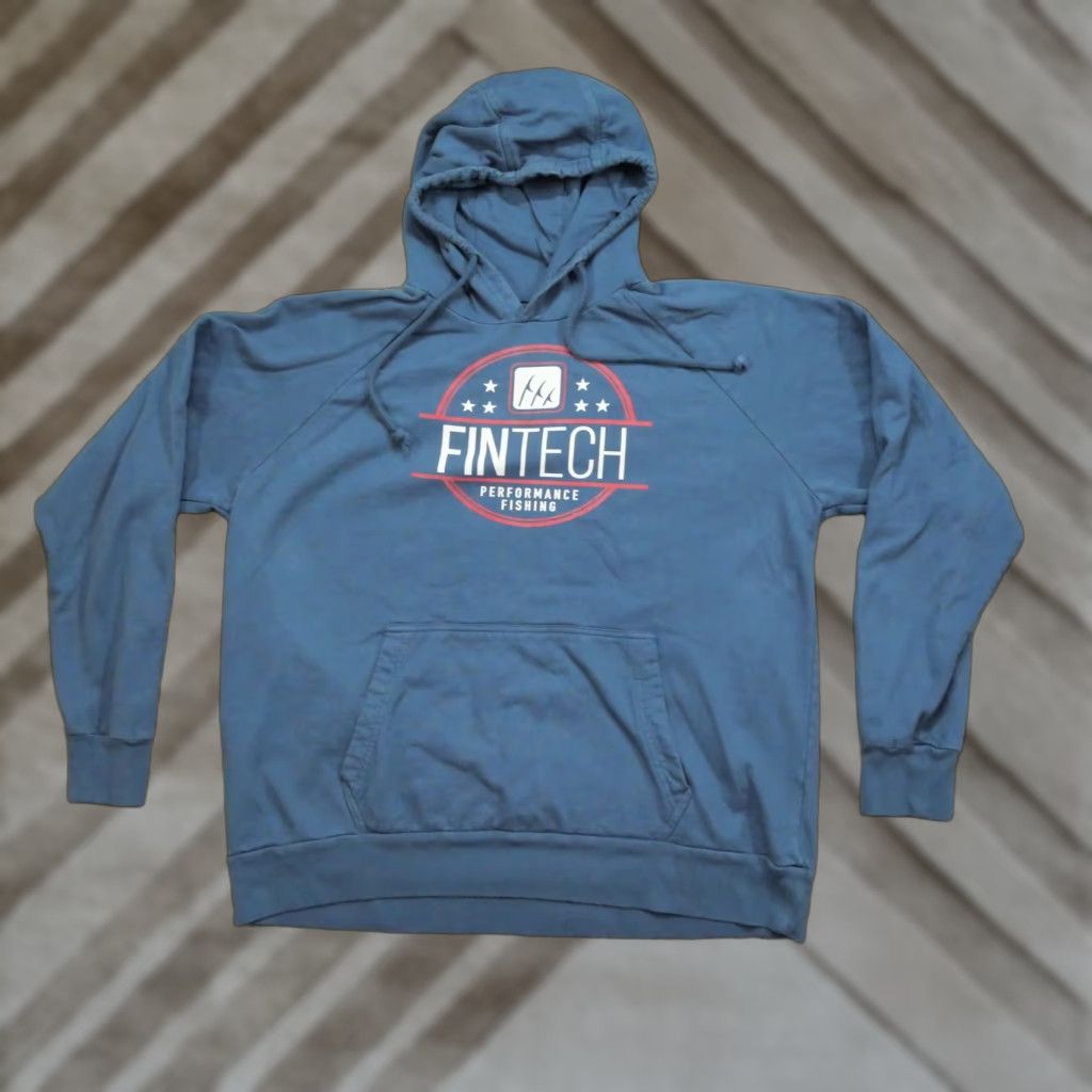 Vintage Fintech Hoodie Mens Medium Performance Fishing Pullover Sweatshirt Blue Cotton Long Sleeve Pullover Classic Crew Graphic 8/10 Size US M / EU 48-50 / 2 - 1 Thumbnail