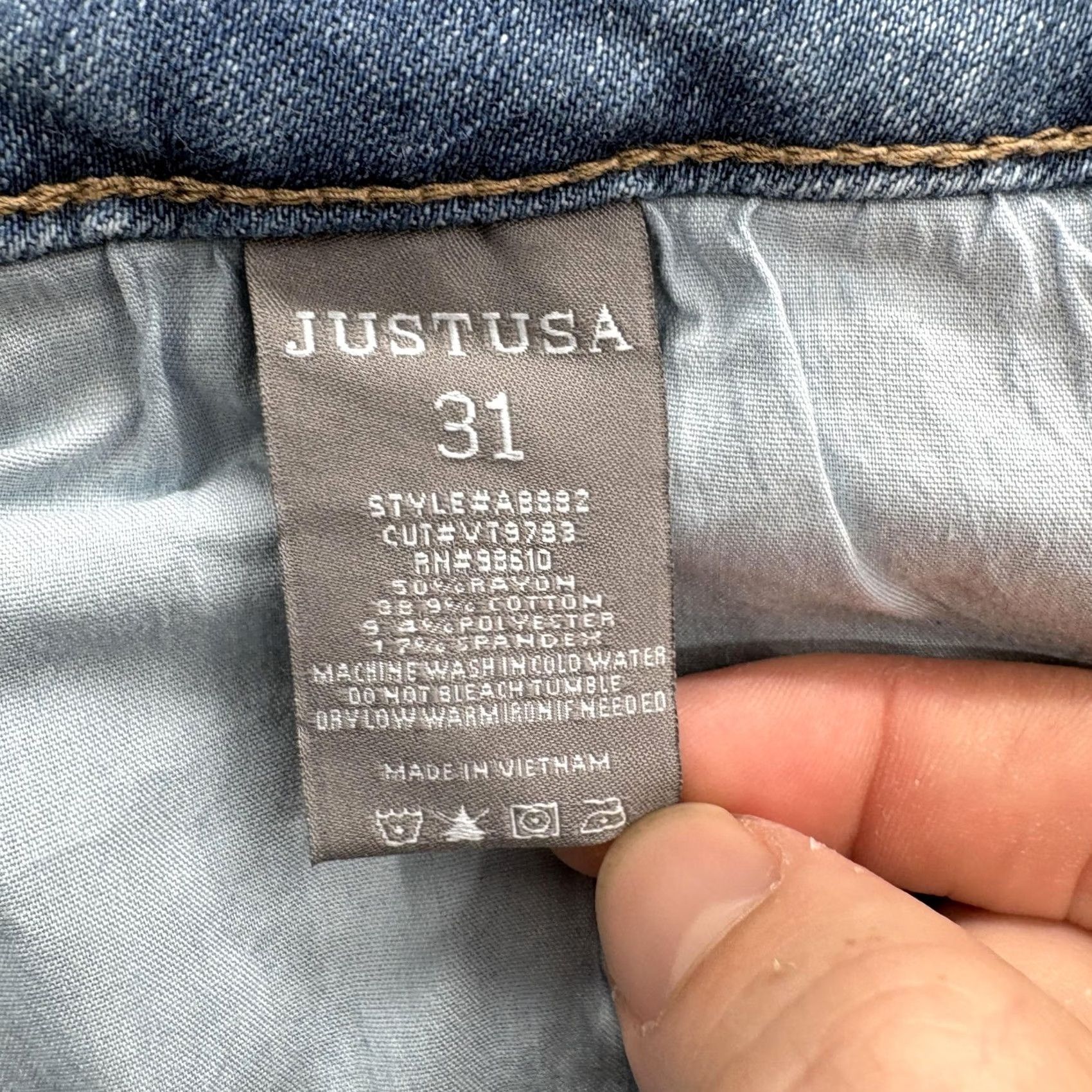 Vintage Just USA Jeans Skinny Womens 31 Blue Medium Wash High Rise Stretch Button NWT Size 24" / US 00 / IT 34 - 5 Thumbnail