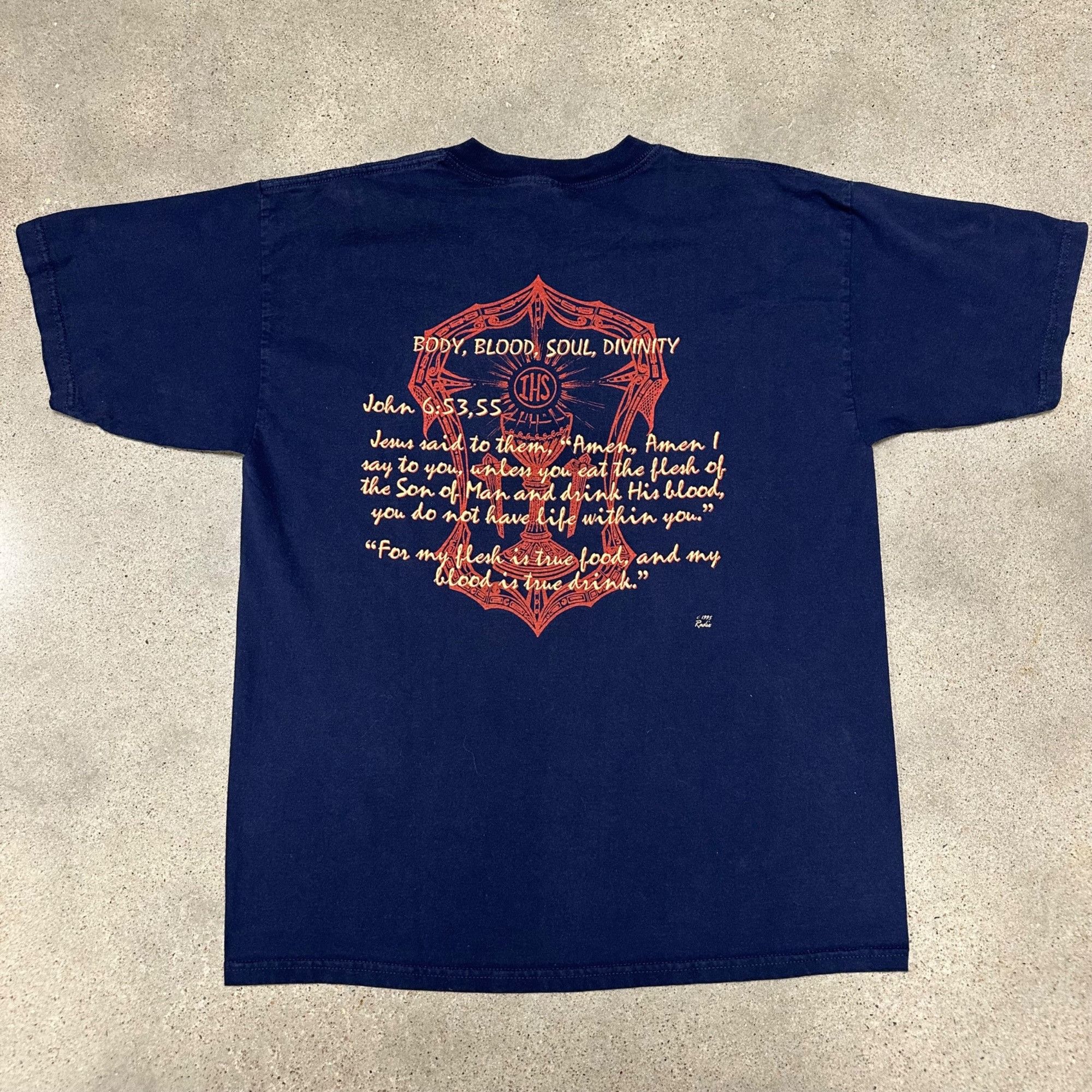 Vintage Vintage 1998 IHS The Most Holy Eucharist Religious Shirt Size US XL / EU 56 / 4 - 2 Thumbnail