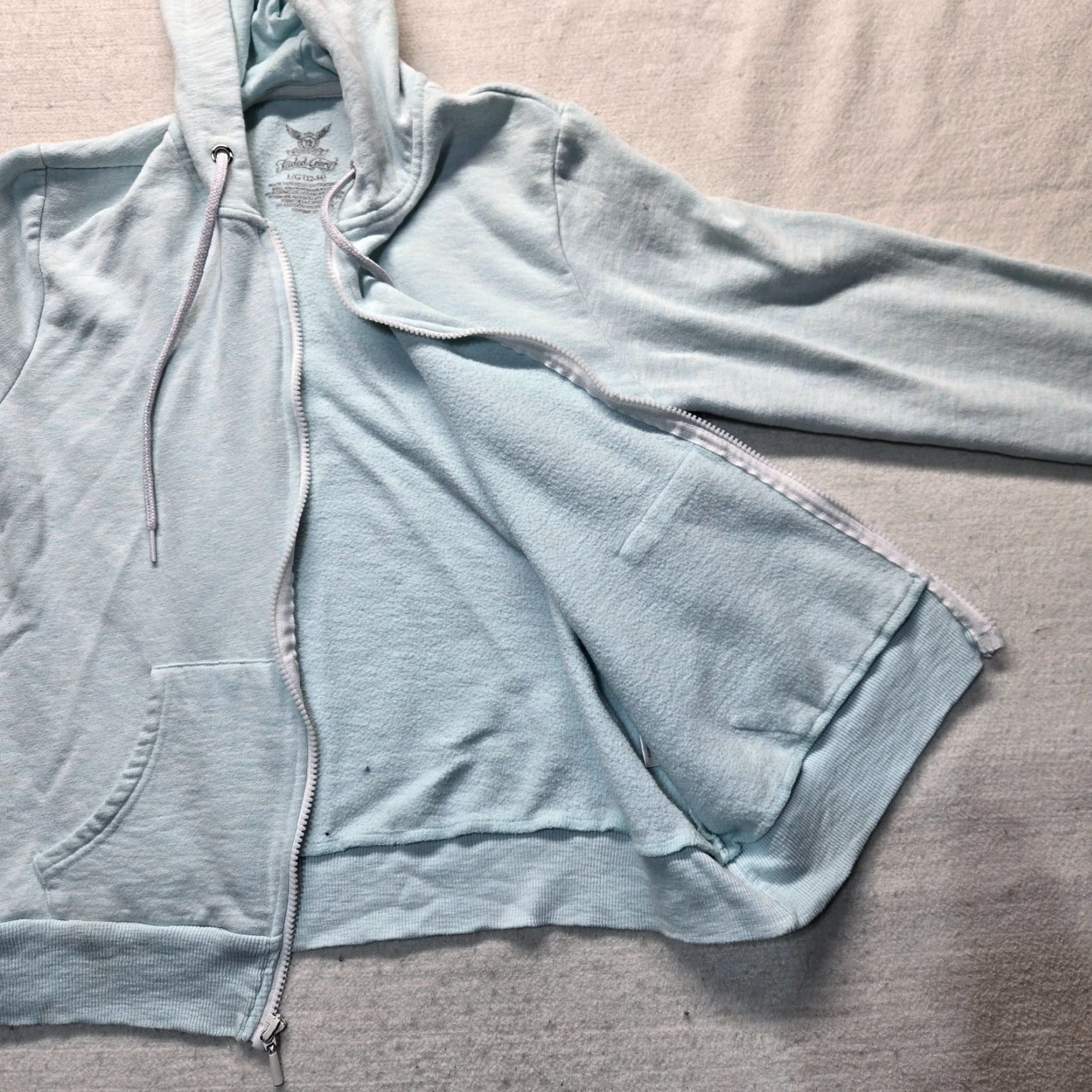 Faded Glory Faded Glory Light Blue Sweater Hoodie Pullover Long Sleeve Adult Women's L Large Knit Cotton Regular Solid Modern Casual Jacket? Size L / US 10 / IT 46 - 7 Thumbnail