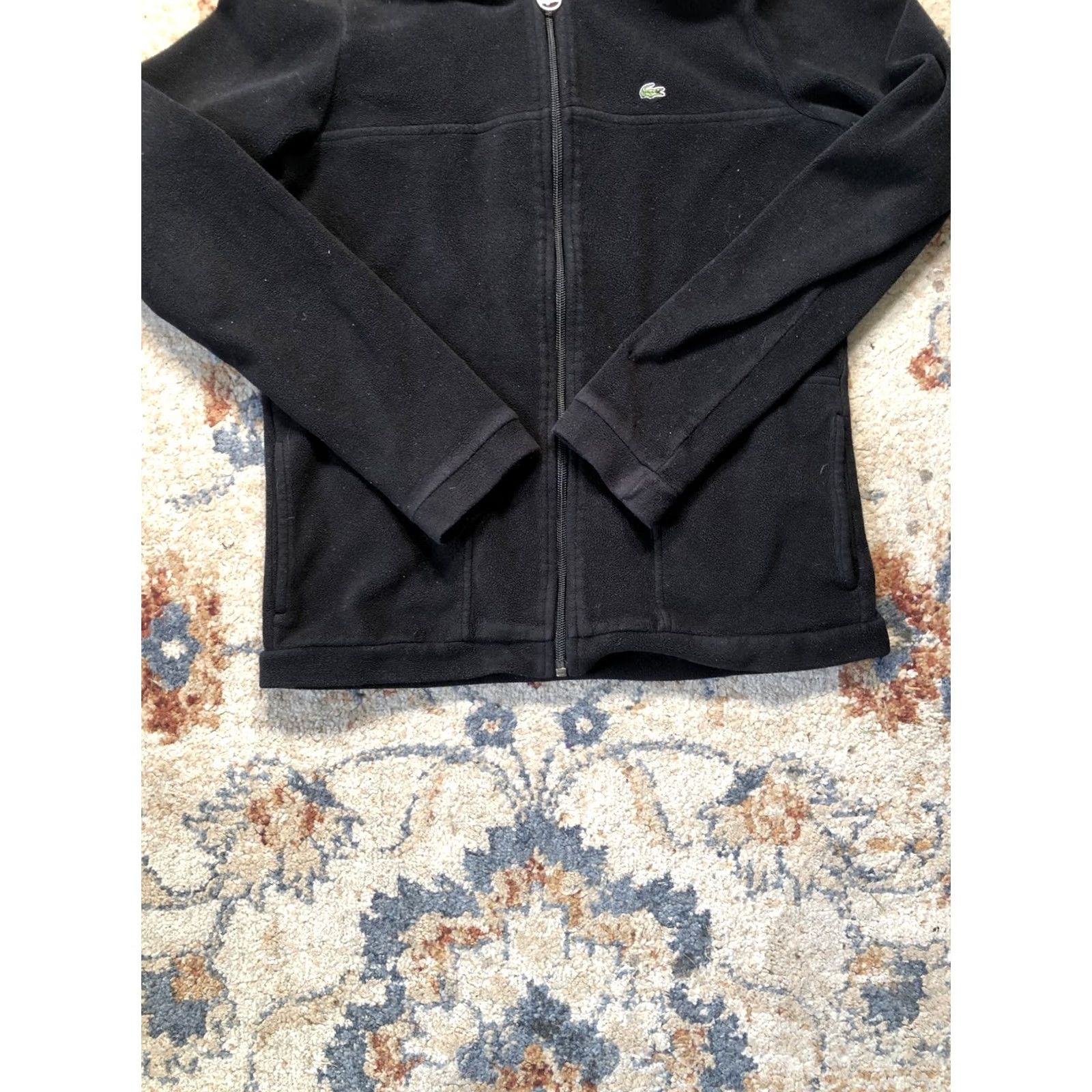 Lacoste Lacoste Full Zip Fleece Jacket Womens Size 36 Black Long Sleeve Zip Logo Corded Classic Casual Size XS / US 0-2 / IT 36-38 - 5 Thumbnail