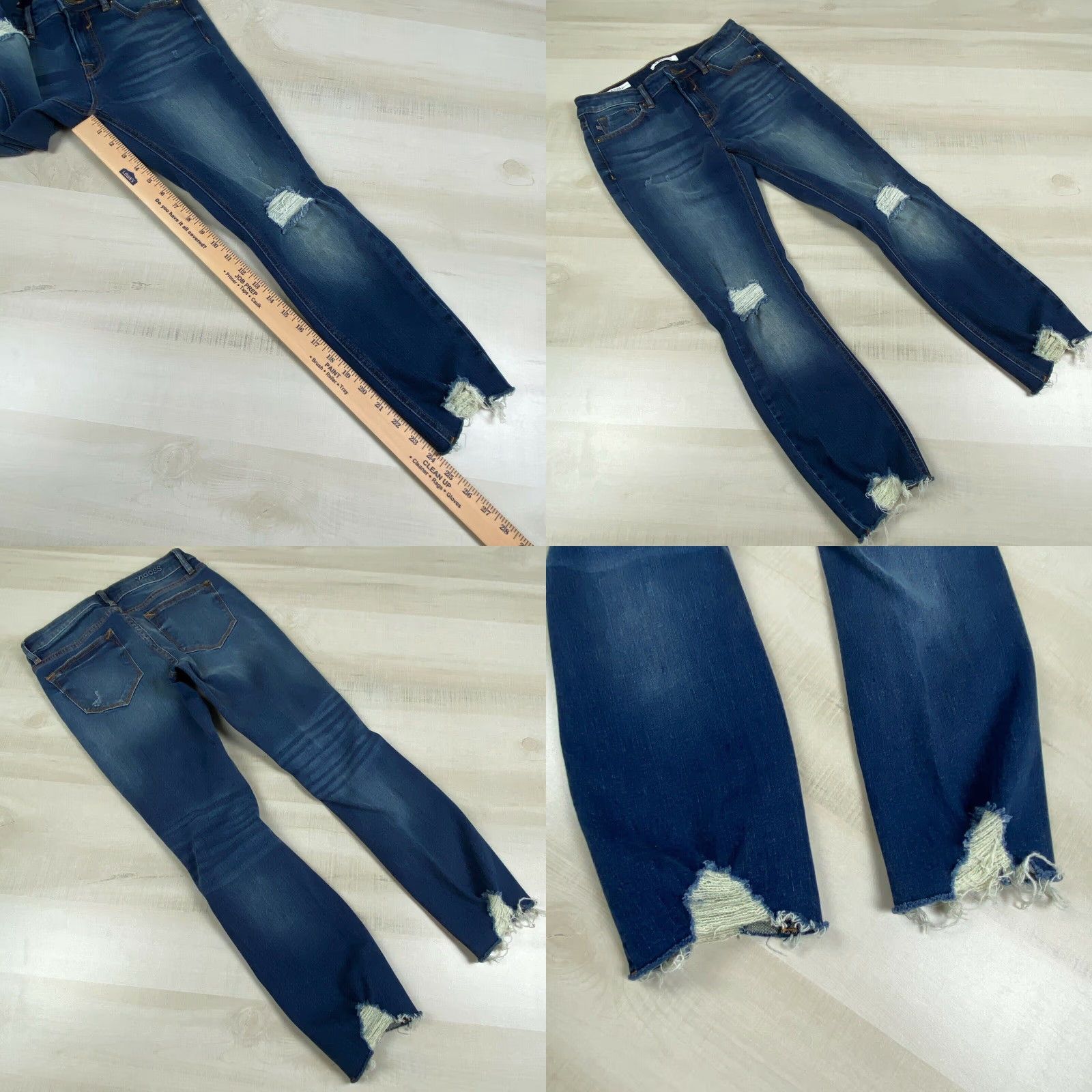 Vintage Vigoss Womens Distressed Cropped Jeans Medium Wash Blue 25 Size 42" / US 20 - 8 Thumbnail