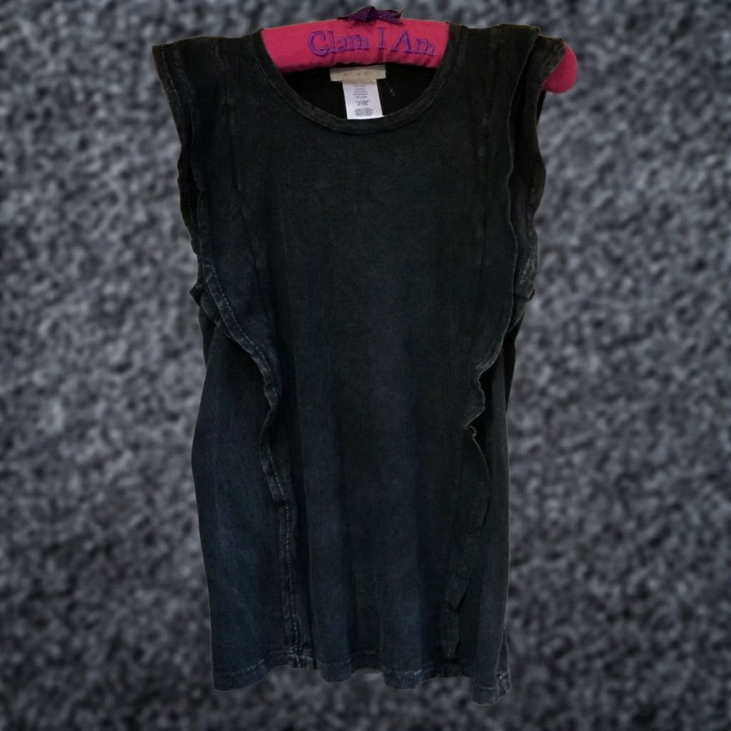 Anthropologie Anthropologie Eri + Ali Women Sleeveless Ruffle Tank Top Medium Black Casual New Size M / US 6-8 / IT 42-44 - 1 Thumbnail