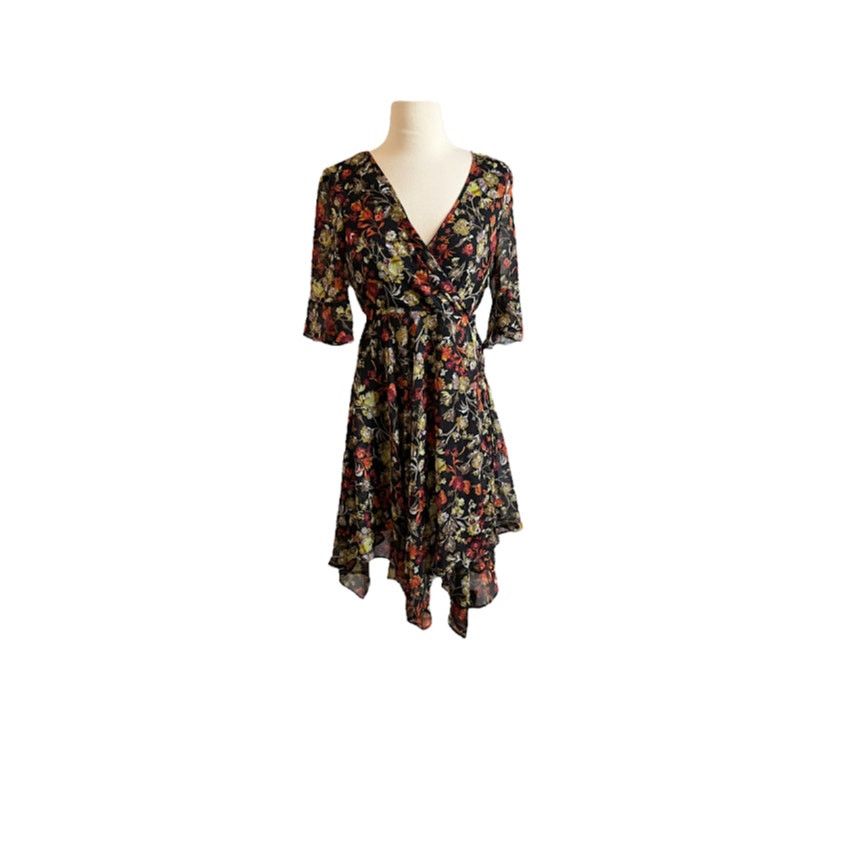 Target Basics Xhilaration | Floral Faux Wrap Dress Boho Chic | Small Size S / US 4 / IT 40 - 1 Thumbnail