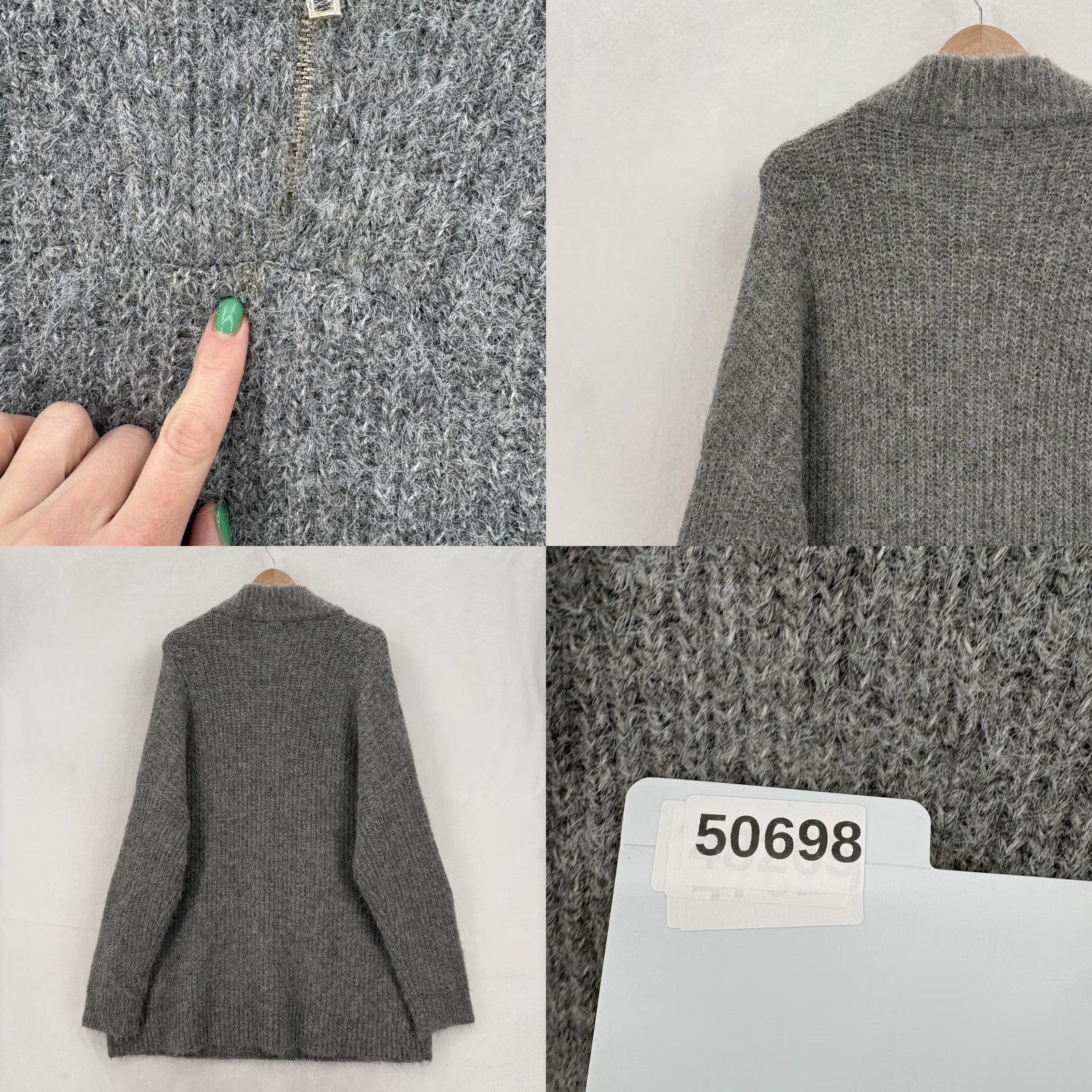 Express Express Sweater Tunic Womens XL Gray Chunky Knit 1/4 Zip Mock Neck Cozy Preppy Size XL / US 12-14 / IT 48-50 - 9 Thumbnail