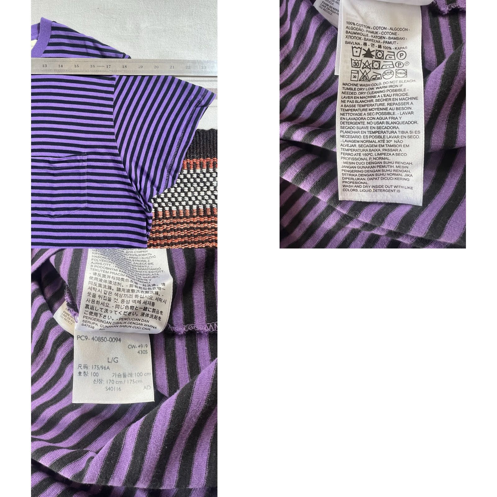 Levi's LVC Levi's Vintage Clothing T-Shirt L Adult Men Purple 50s 60s 70s Striped Short Sleeve Crew Neck BNWOT NOS New Pocket Printed 2010-2019 NOS Size US L / EU 52-54 / 3 - 8 Thumbnail