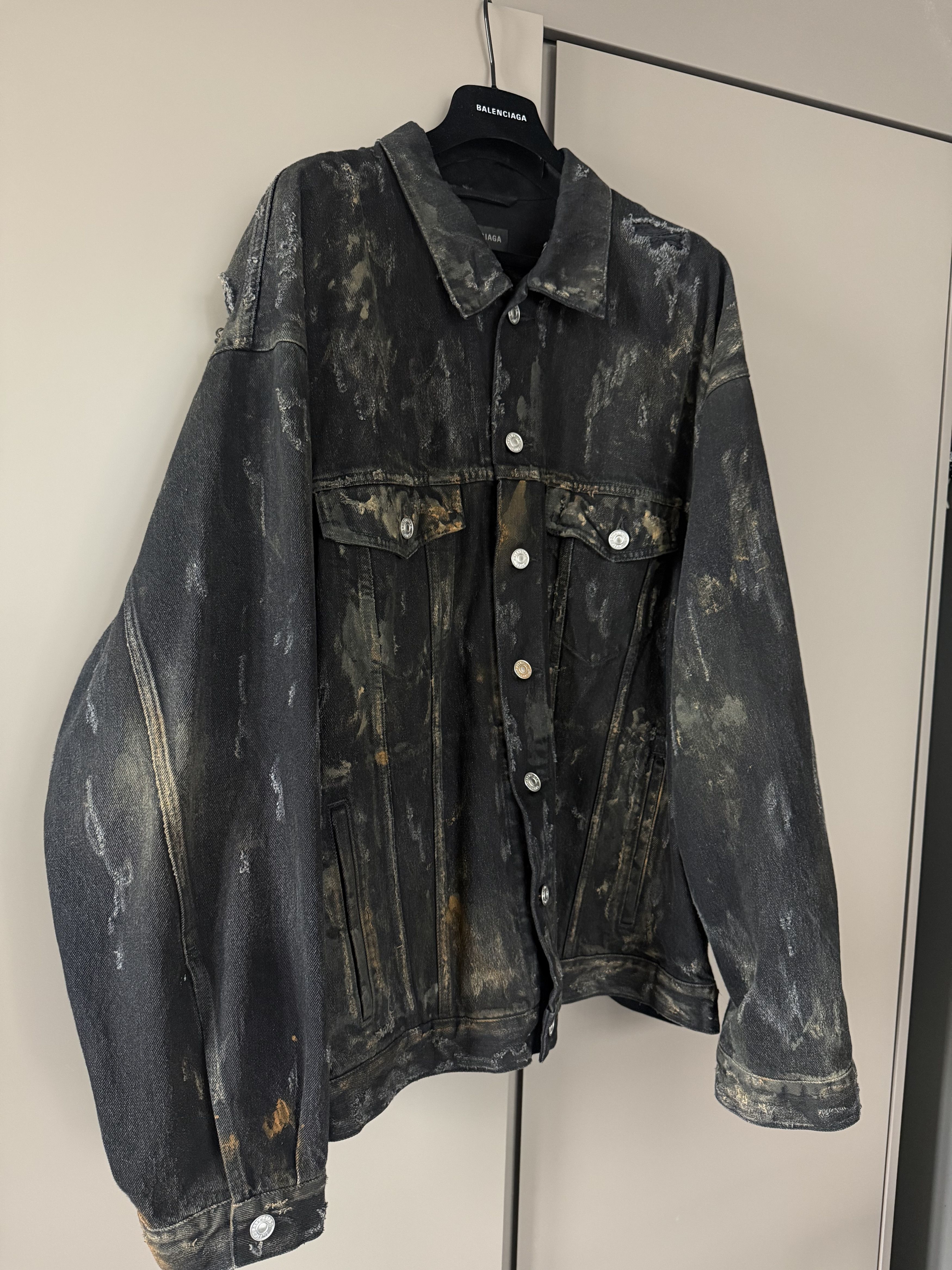 Balenciaga Balenciaga Heavy Distoryed Distressed Mud Denim Jacket Size US M / EU 48-50 / 2 - 1 Thumbnail