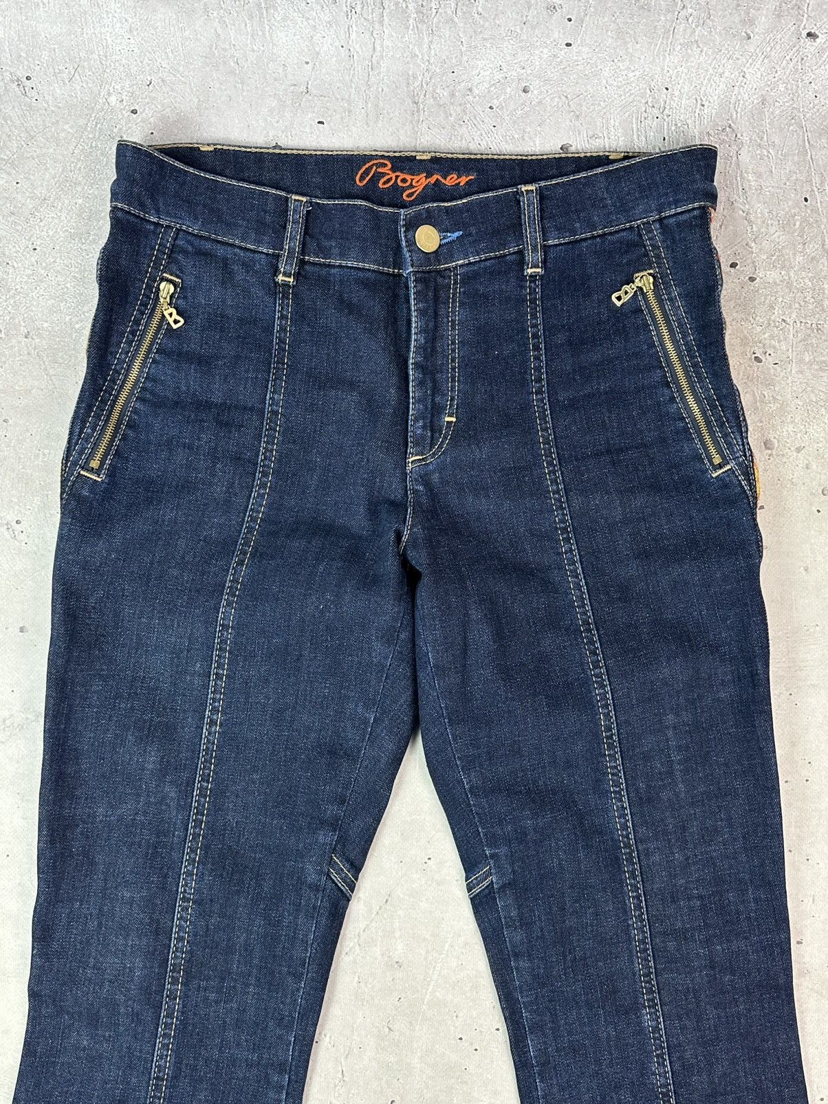 Bogner Sonia Bogner Patterned Strips Zip Pocket Blue Cotton Jeans Size 32" / US 10 / IT 46 - 5 Thumbnail