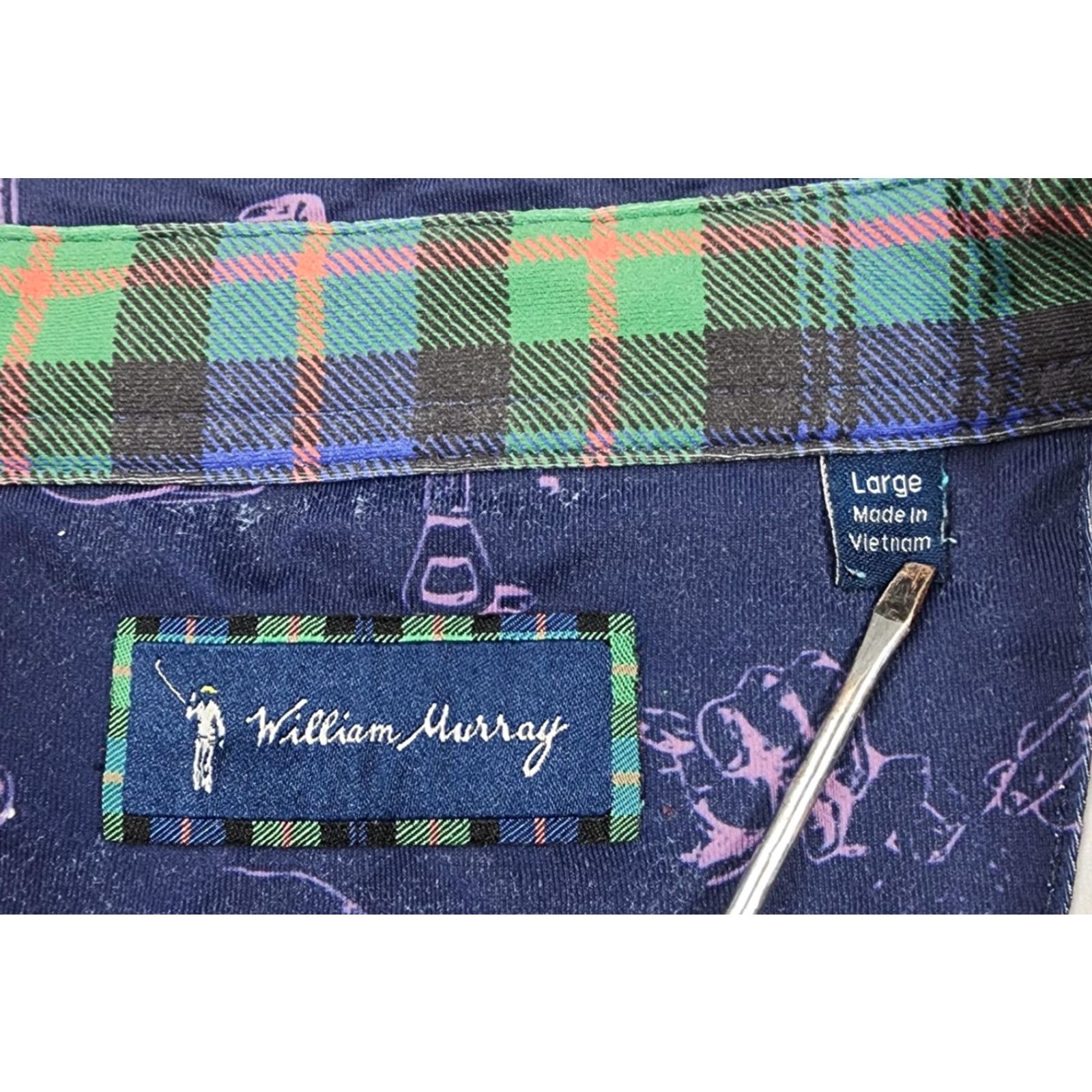 Vintage William Murray Polo Shirt Mens Large Navy Pink Golf Cocktails Print Performance Shirt Size US L / EU 52-54 / 3 - 5 Thumbnail